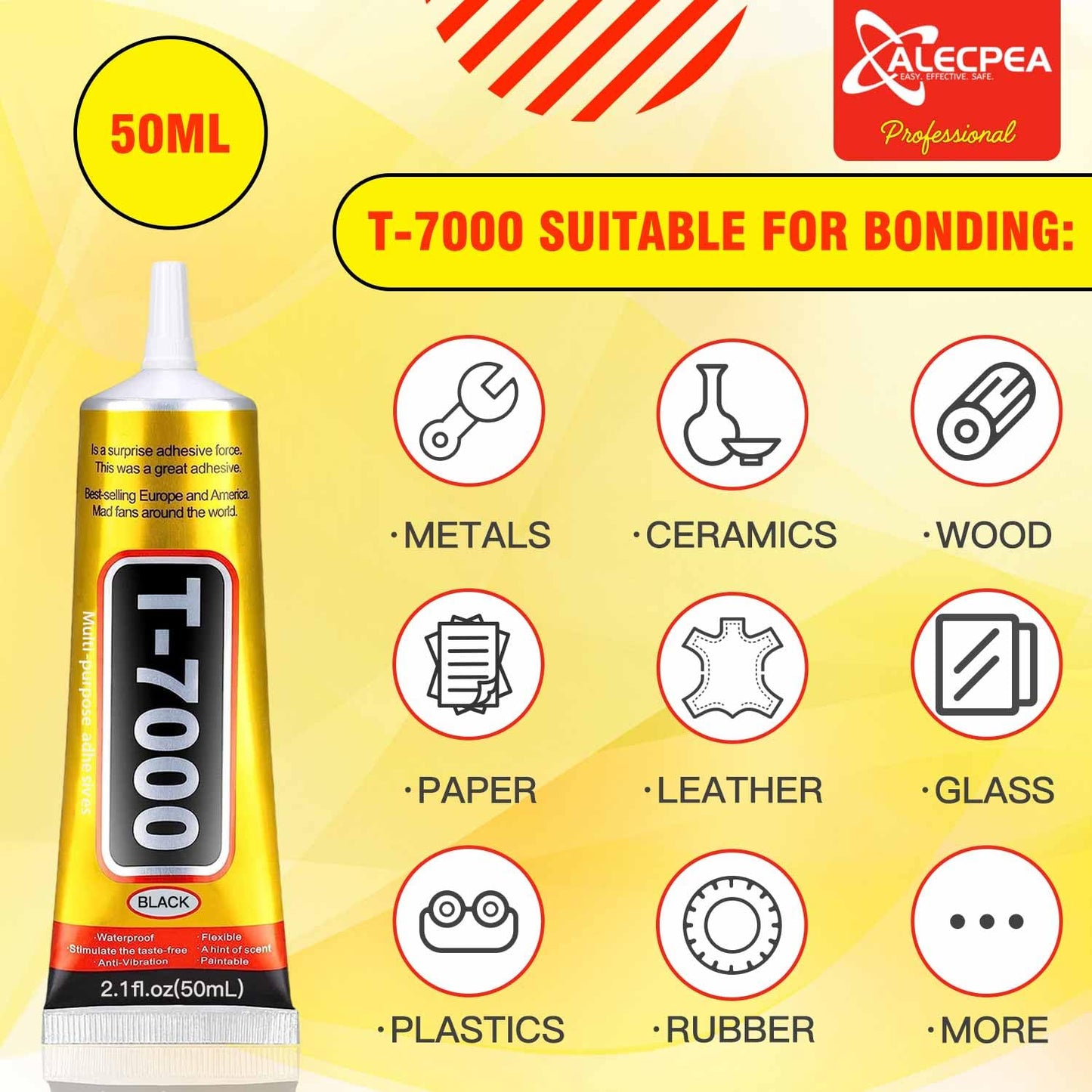 ALECPEA Upgrade T-7000 Black Adhesive Glue - 2PCS 15ml | High-Performance Waterproof Adhesive for Precision Repairs, Perfect for Phone, Electronics, Jewelry, and Crafts