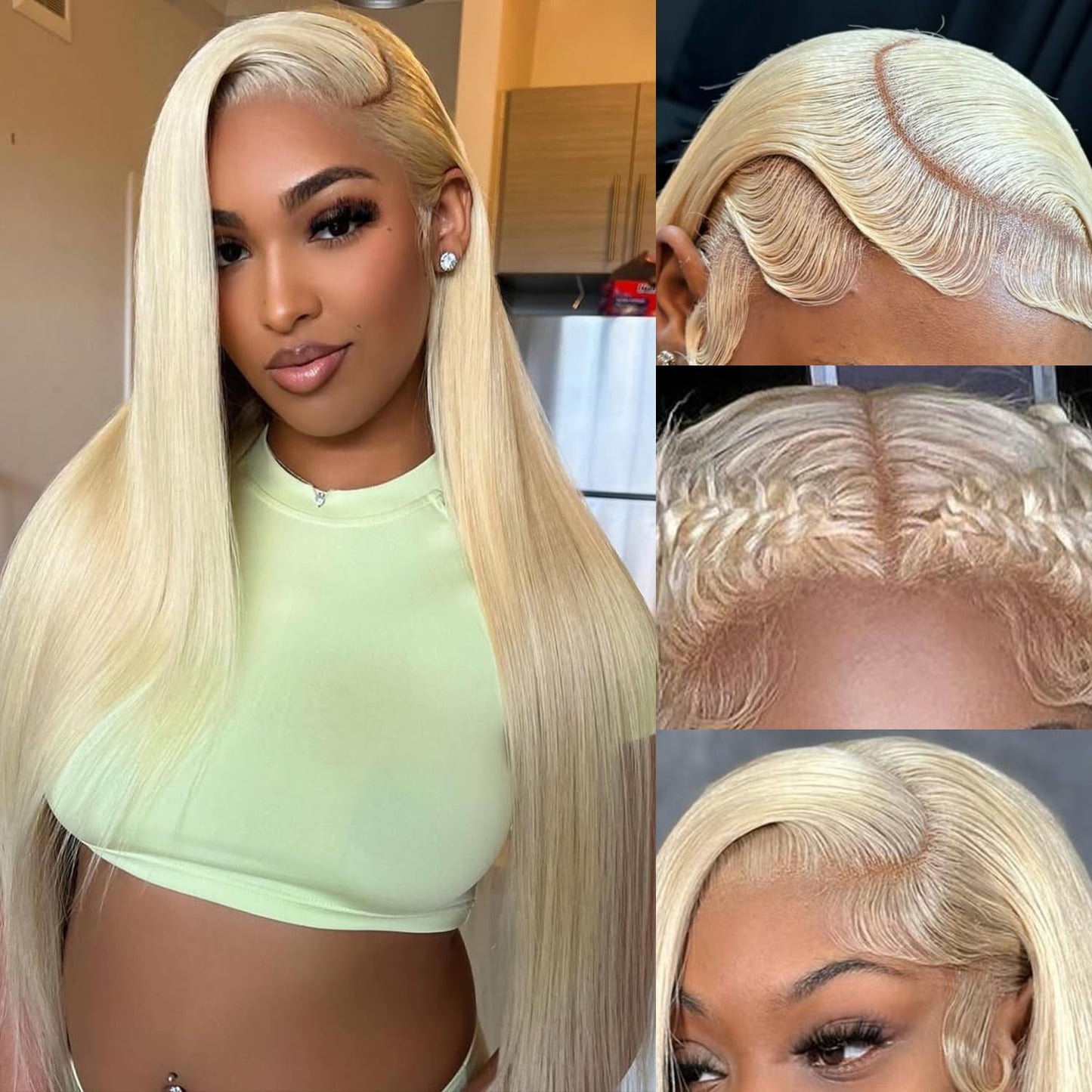 32 Inch 613 13x6 Lace Front Wigs Human Hair Straight Blonde Wig 180% Density 613 Lace Front Wig Human Hair for Women, Pre Plucked, Minimal Shedding, Soft Texture, Natural Look for Daily Wear