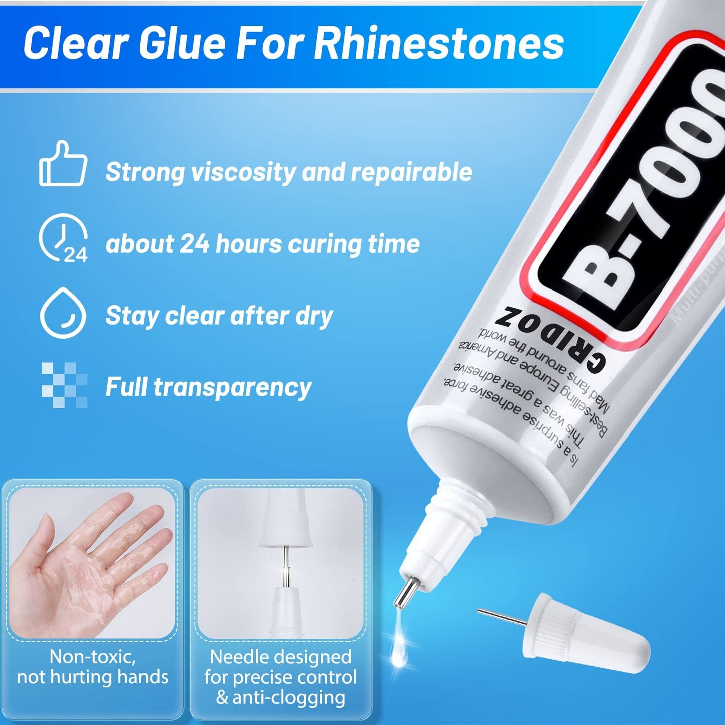 Upgrade T-7000 Black Adhesive Glue for Phone, Cridoz 110ml Waterproof Jewelry Glue Precision Craft Adhesive for Cell Phone Screen Repair Glass Wood Crafts Metal and Stones