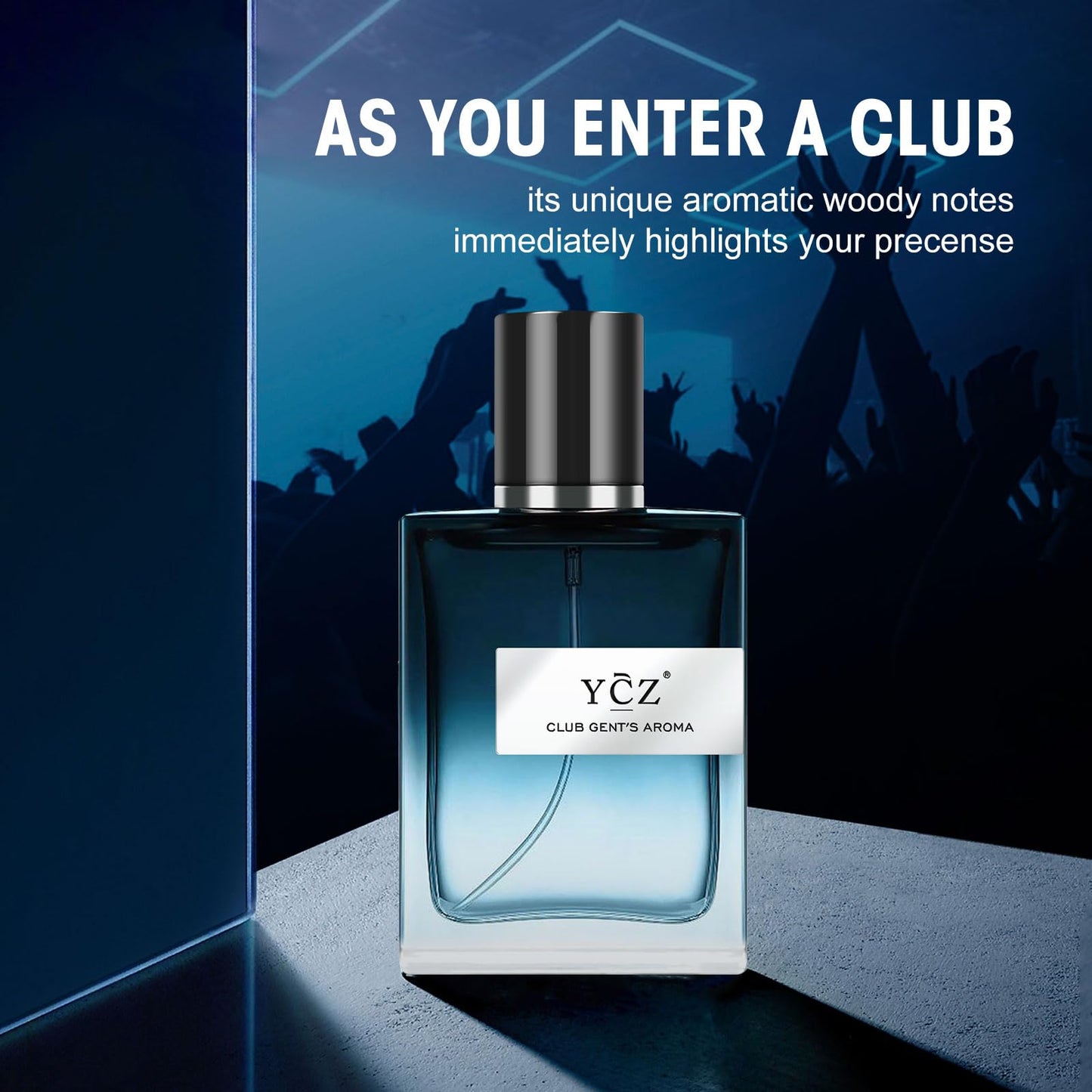 Ycz CLUB GENT'S AROMA, 1.7oz(50ml), Man Perfume, Nightclub Essential Fragrance, Long Lasting Cologne for Men with Aromatic Woody Notes of Aldehyde, Ginger, Mint, and Lemon