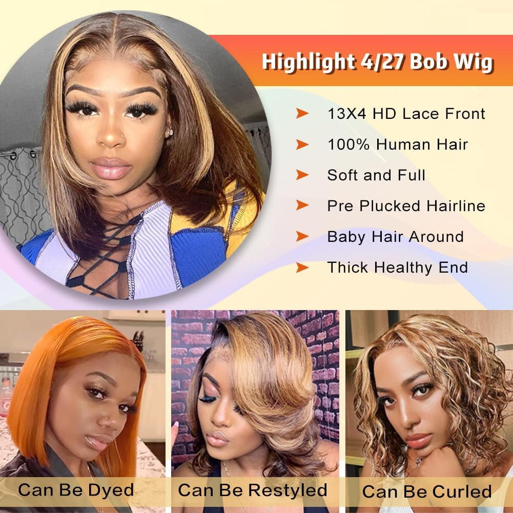 Wear and Go Glueless Bob Wig Human Hair Pre Plucked Pre Cut 180% Density 5x5 HD Transparent Lace Front Wigs Human Hair for Black Women Short Straight Bob Wigs No Glue Lace Closure Wigs 10 Inch