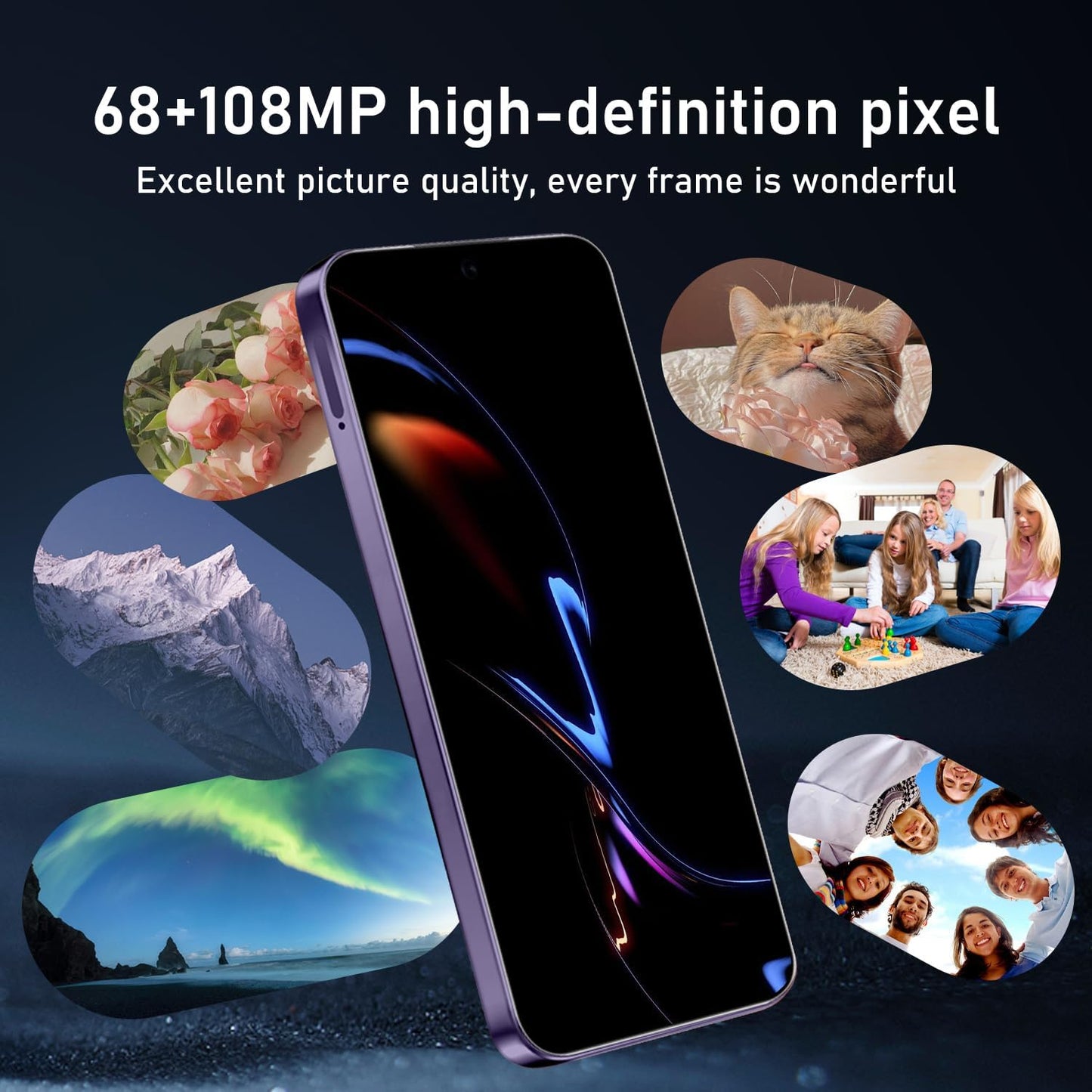 16PROMA X 16GB+1TB 6.99" HD Screen Smartphone Unlocked Cell Phone,Battery 7000mAh Unlocked The Phone, Android 14 Fingerprint Button Unlock/GPS/Dual SIM/5G/Face ID(Desert Titanium)