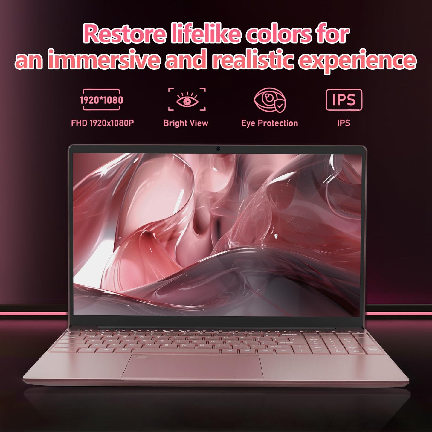 15.6" Student Laptop with Backlit Keyboard|16GB RAM 512GB SSD Laptop Computer|1920×1080 FHD Eye Protection Display|Fingerprint|38Wh Large Battery|180°Open Angle|WiFi|Webcam|BT 4.2|HDMI