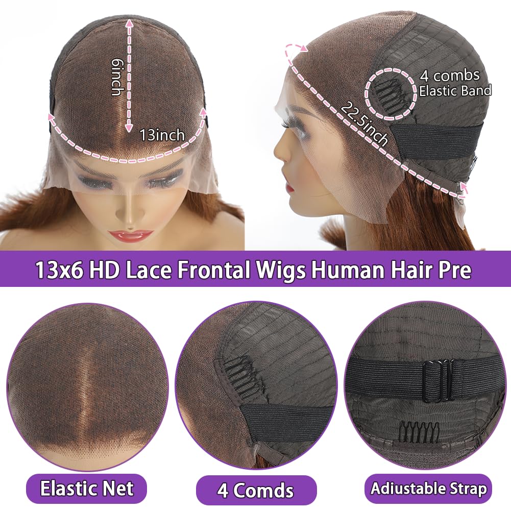 14 Inch Bob Wig Human Hair 13x6 Hd Transparent Lace Front Wigs Human Hair Pre Plucked Glueless Bob Wig 180% Density Short Straight Bob Wigs For Women