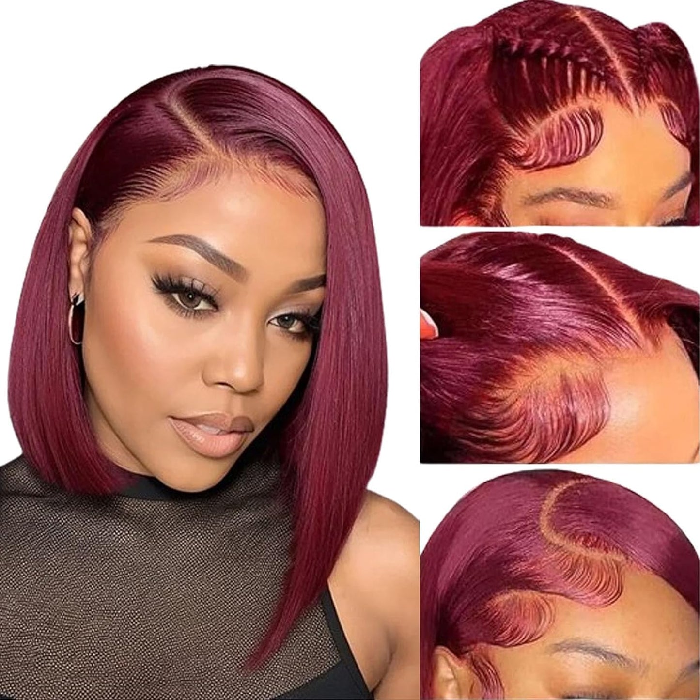 14 Inch Bob Wig Human Hair 13x6 Hd Transparent Lace Front Wigs Human Hair Pre Plucked Glueless Bob Wig 180% Density Short Straight Bob Wigs For Women