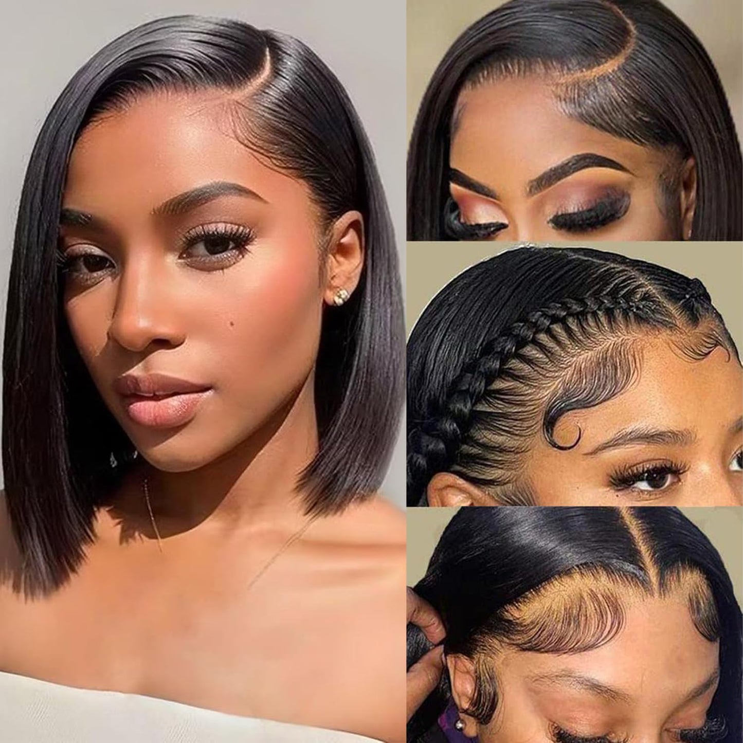 14 Inch Bob Wig Human Hair 13x6 Hd Transparent Lace Front Wigs Human Hair Pre Plucked Glueless Bob Wig 180% Density Short Straight Bob Wigs For Women