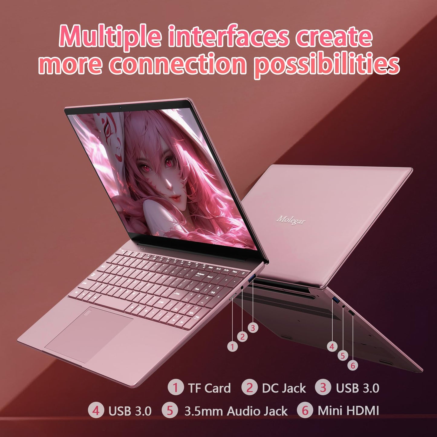 15.6" Student Laptop with Backlit Keyboard|16GB RAM 512GB SSD Laptop Computer|1920×1080 FHD Eye Protection Display|Fingerprint|38Wh Large Battery|180°Open Angle|WiFi|Webcam|BT 4.2|HDMI