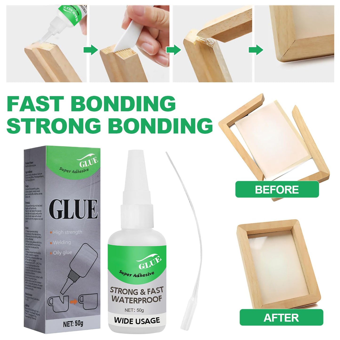 Wood & Parquet Adhesive, Welding High-Strength Oily Glue, Universal Super Glue Gel, Instant Bonding, Strong Adhesion, Repairs Last Long Time for Metal, Wood, Ceramics,Leather, Glass (Clear 2PC)