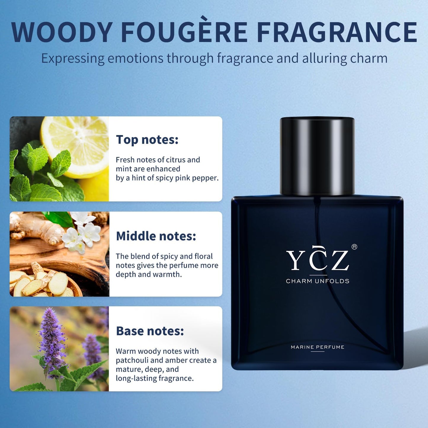 Ycz CLUB GENT'S AROMA, 1.7oz(50ml), Man Perfume, Nightclub Essential Fragrance, Long Lasting Cologne for Men with Aromatic Woody Notes of Aldehyde, Ginger, Mint, and Lemon