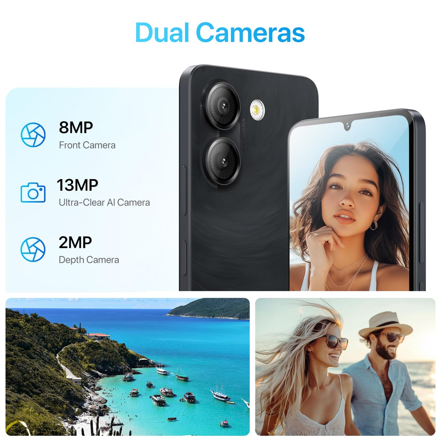 UMIDIGI G9A Unlocked Phones, Android 14 Go Cell Phone, 8GB+64GB/TF 1TB Expend Octa-Core, 4G Dual SIM Card, 3.5mm Headphone Jack 6.75" HD+Display Phones, AI Face Unlock Android Phone,5000mAh,GPS
