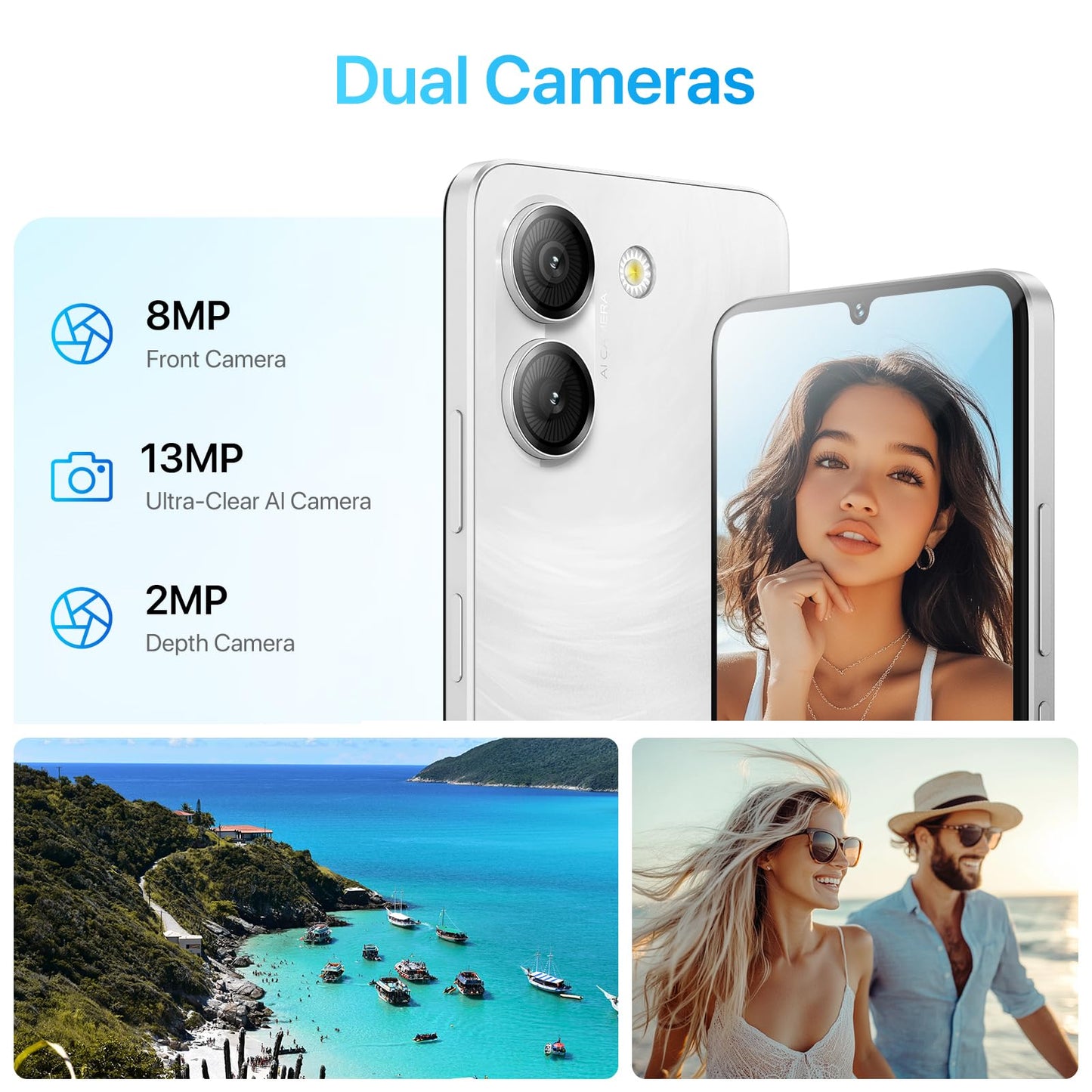 UMIDIGI G9A Unlocked Phones, Android 14 Go Cell Phone, 8GB+64GB/TF 1TB Expend Octa-Core, 4G Dual SIM Card, 3.5mm Headphone Jack 6.75" HD+Display Phones, AI Face Unlock Android Phone,5000mAh,GPS