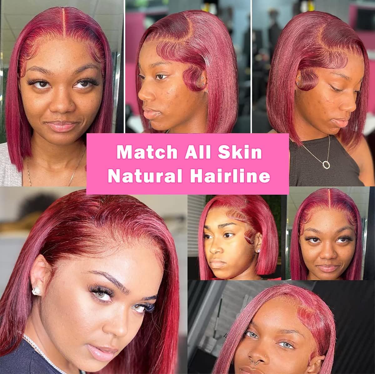 Wear and Go Glueless Bob Wig Human Hair Pre Plucked Pre Cut 180% Density 5x5 HD Transparent Lace Front Wigs Human Hair for Black Women Short Straight Bob Wigs No Glue Lace Closure Wigs 10 Inch
