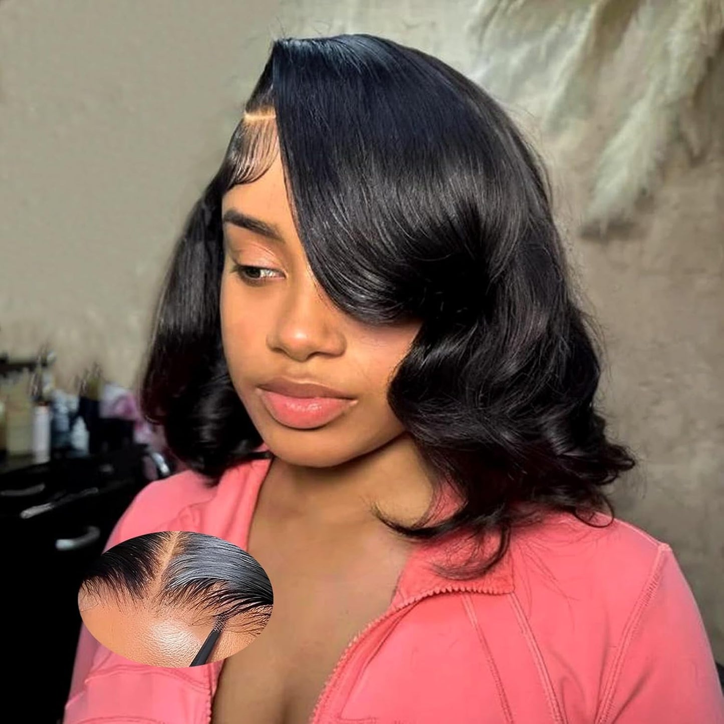 Wear and Go Glueless Wigs Pre Plucked Pre Cut 4x4 Body Wave Bob Wig Human Hair wigs for black women Short Bob Wig Human Hair 180 dentisty natrual color 14inch