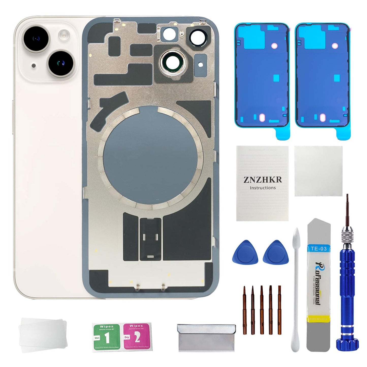 14 Back Glass Replacement with Metal Camera Frame &Magnet for iPhone 14(6.1-inch Red) & Includes Replacement Tools