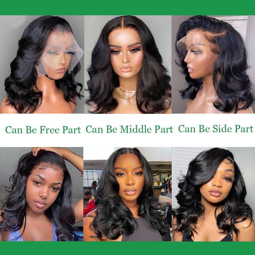 Wear and Go Glueless Wigs Pre Plucked Pre Cut 4x4 Body Wave Bob Wig Human Hair wigs for black women Short Bob Wig Human Hair 180 dentisty natrual color 14inch