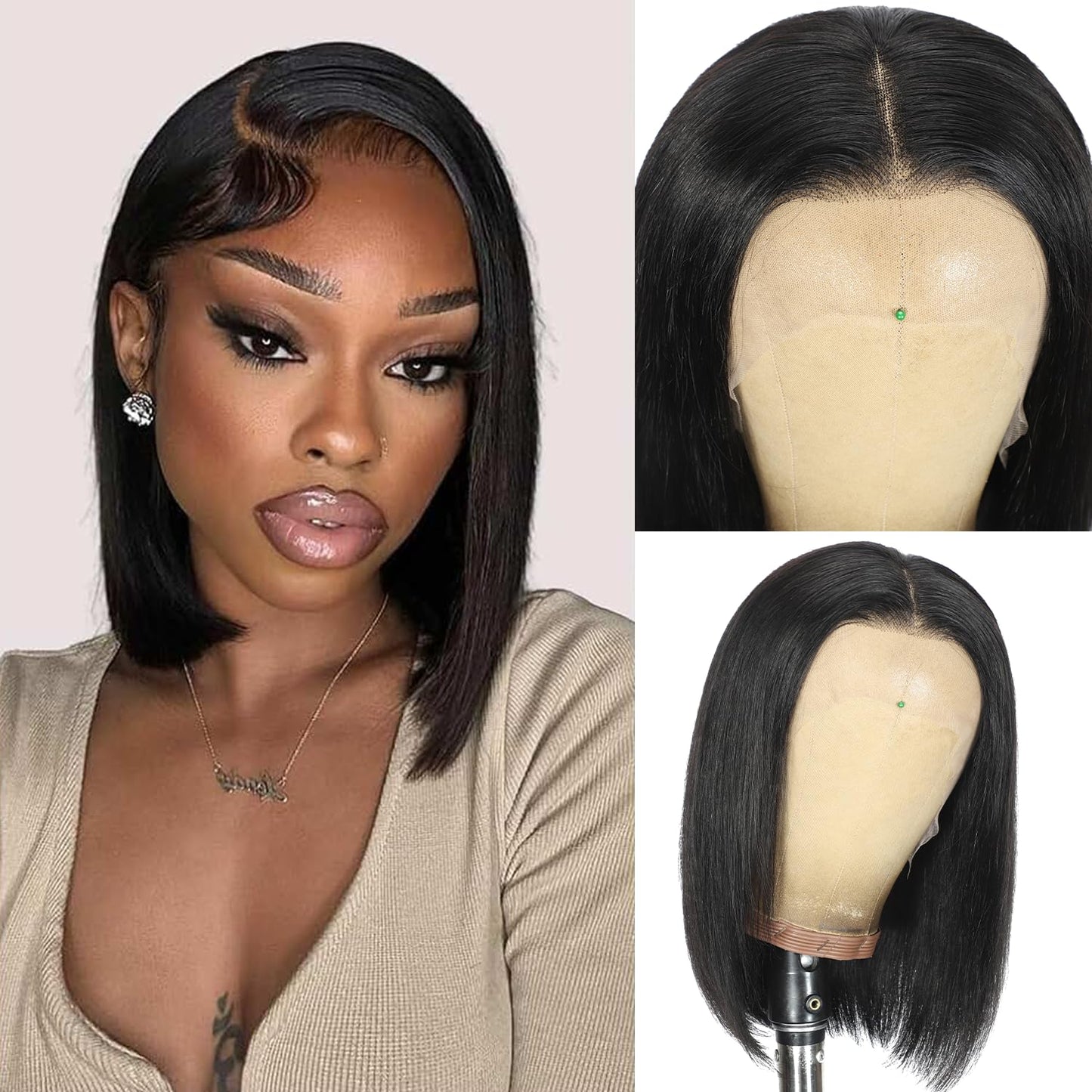 14 Inch Bob Wig Human Hair 13x6 Hd Transparent Lace Front Wigs Human Hair Pre Plucked Glueless Bob Wig 180% Density Short Straight Bob Wigs For Women