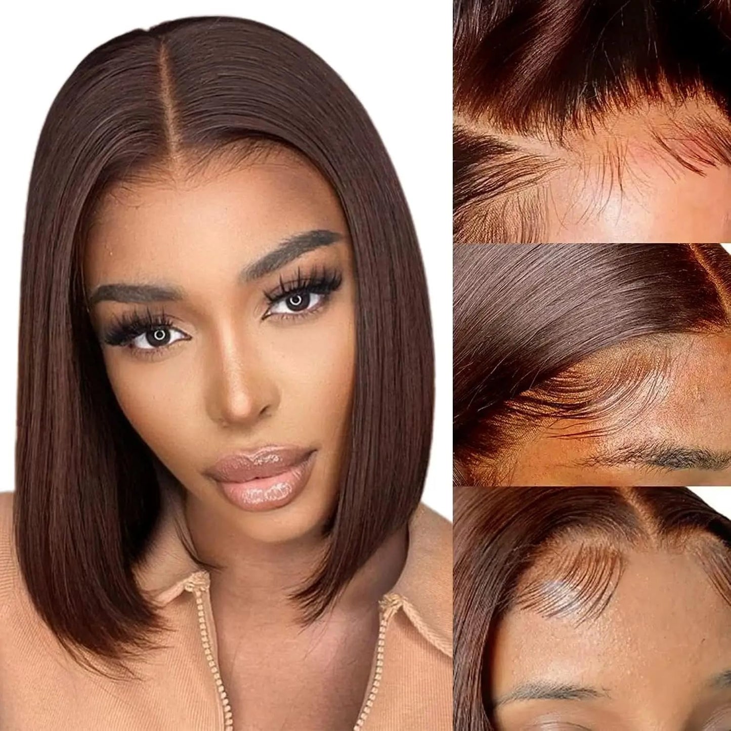 14 Inch Bob Wig Human Hair 13x6 Hd Transparent Lace Front Wigs Human Hair Pre Plucked Glueless Bob Wig 180% Density Short Straight Bob Wigs For Women