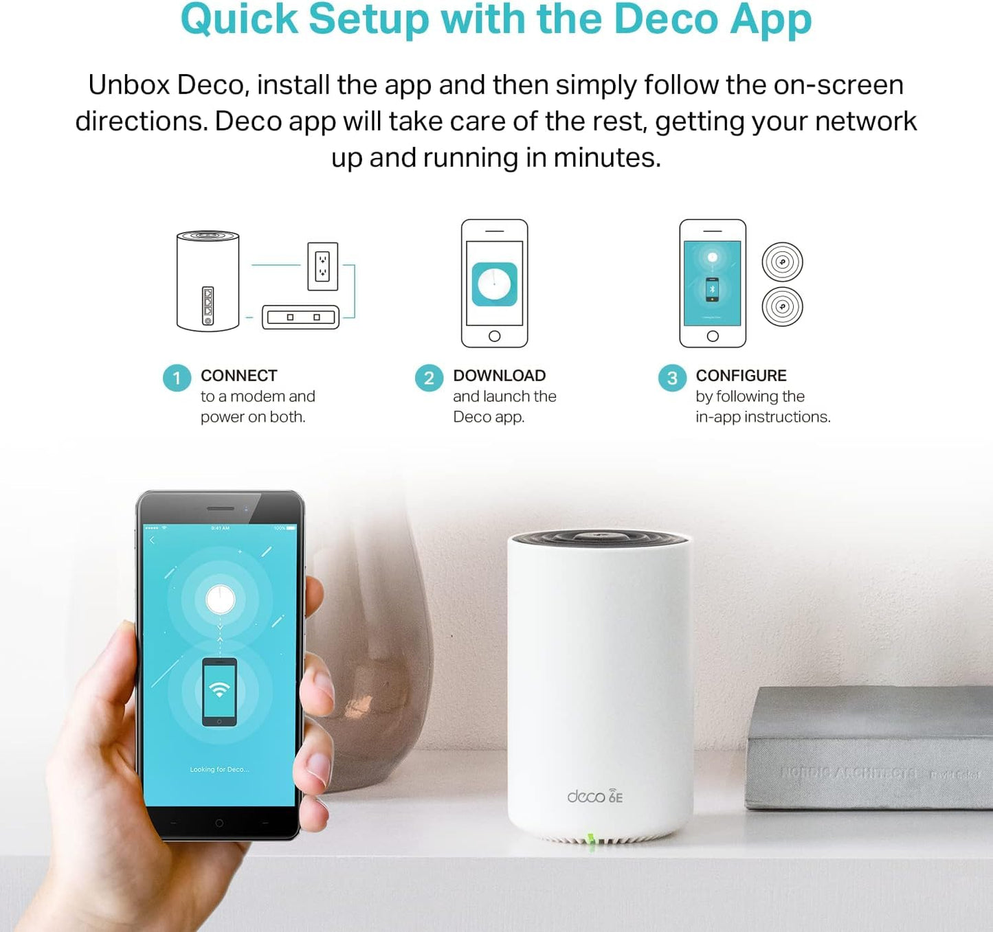 TP-Link Deco XE75 AXE5400 Tri-Band WiFi 6E Mesh System - Wi-Fi up to 7200 Sq.Ft, Engadget Rated Best Mesh for Most People, Replaces WiFi Router and Extender, AI-Driven Mesh New 6GHz Band, 3-Pack