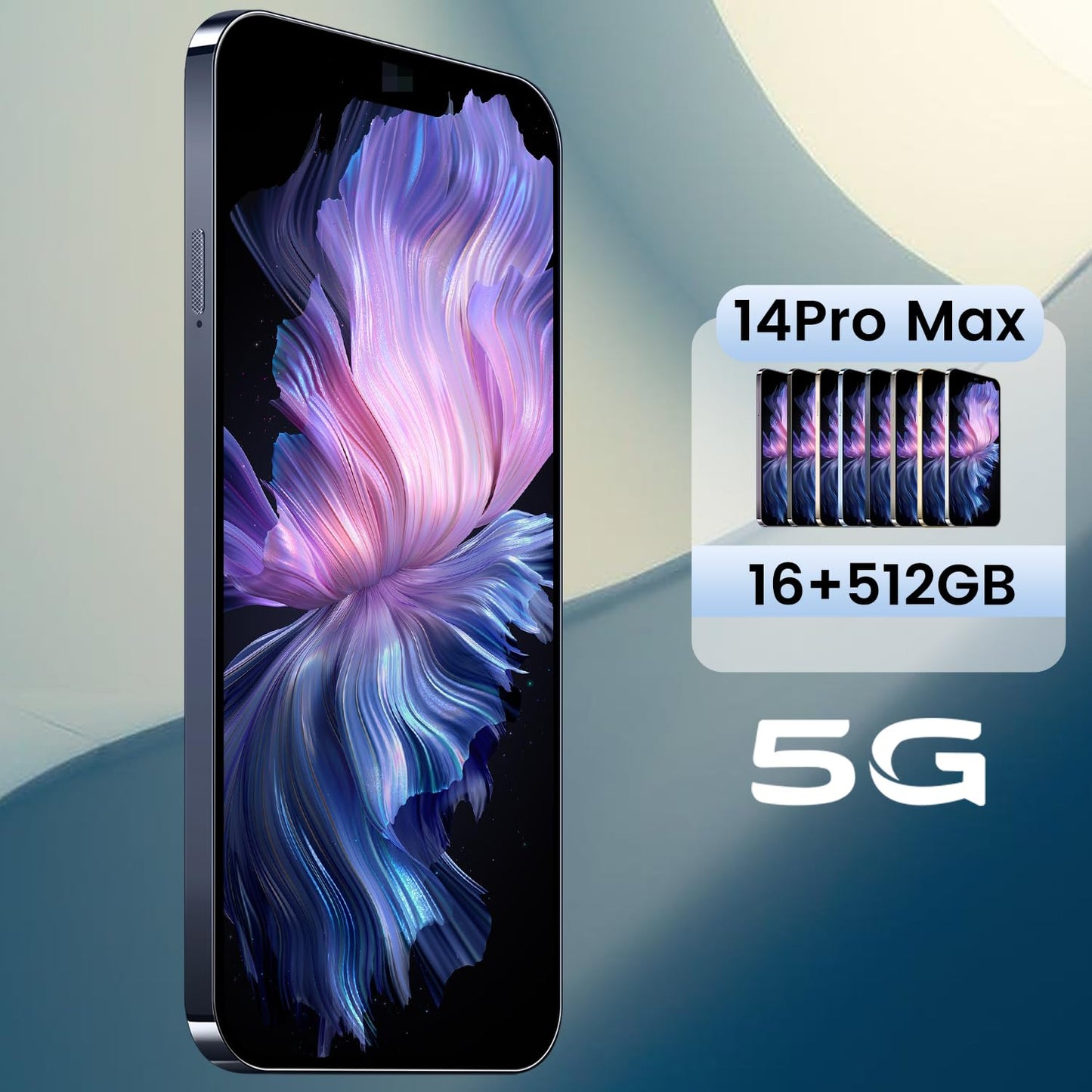14PROMA X Unlocked Cell Phone,Long Battery Life 6.82" HD Screen Unlocked Phones,Android13 12+512GB Smartphone with 128G Memory Card,Dual SIM/Fingerprint Lock/Face ID/GPS (Purple)