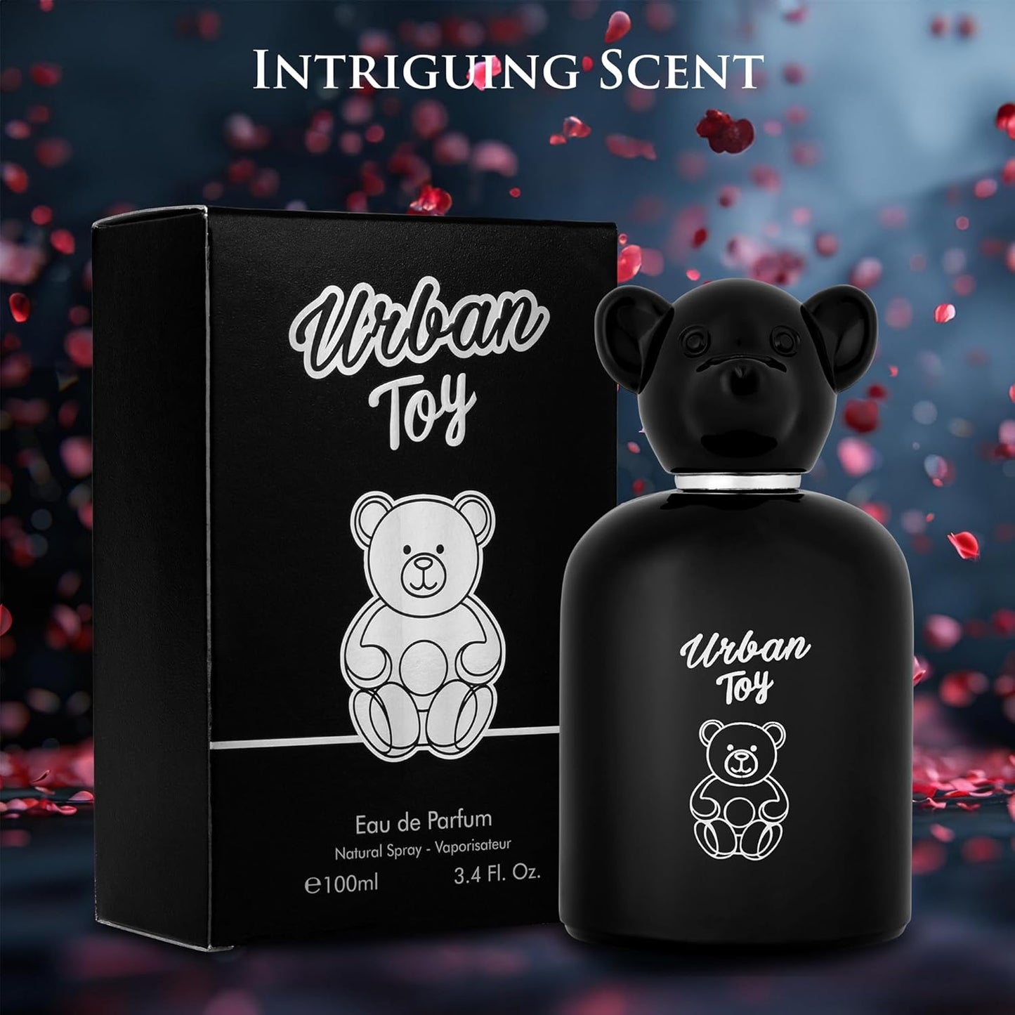 Urban Toy Eau De Parfum for Men 3.4 fl Oz - Top Notes of Italian Bergamot, Green Pear, Elemi, Pink Pepper & Indonesian Nutmeg - Base Accords of Haitian, Cashmeran, Sandalwood & Amber - 100ml Bottle