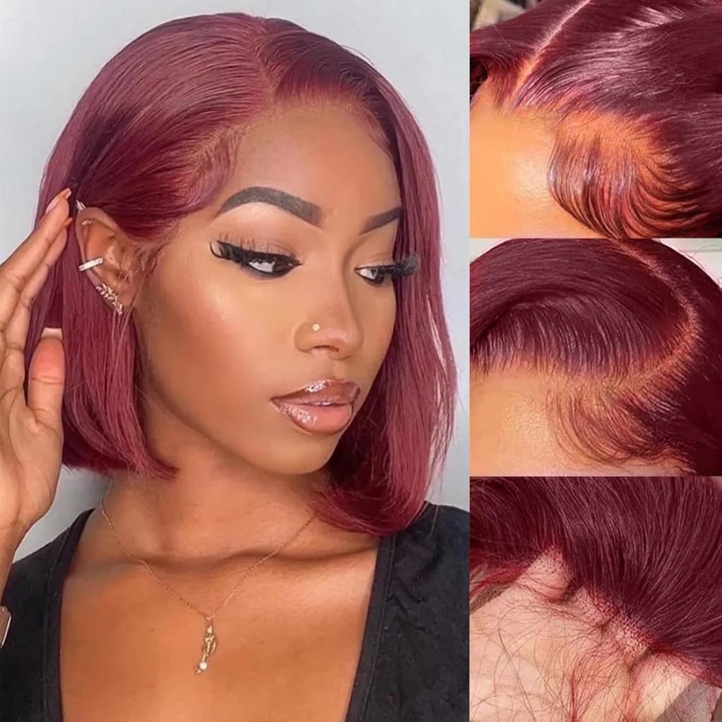 Wear and Go Glueless Bob Wig Human Hair Pre Plucked Pre Cut 180% Density 5x5 HD Transparent Lace Front Wigs Human Hair for Black Women Short Straight Bob Wigs No Glue Lace Closure Wigs 10 Inch