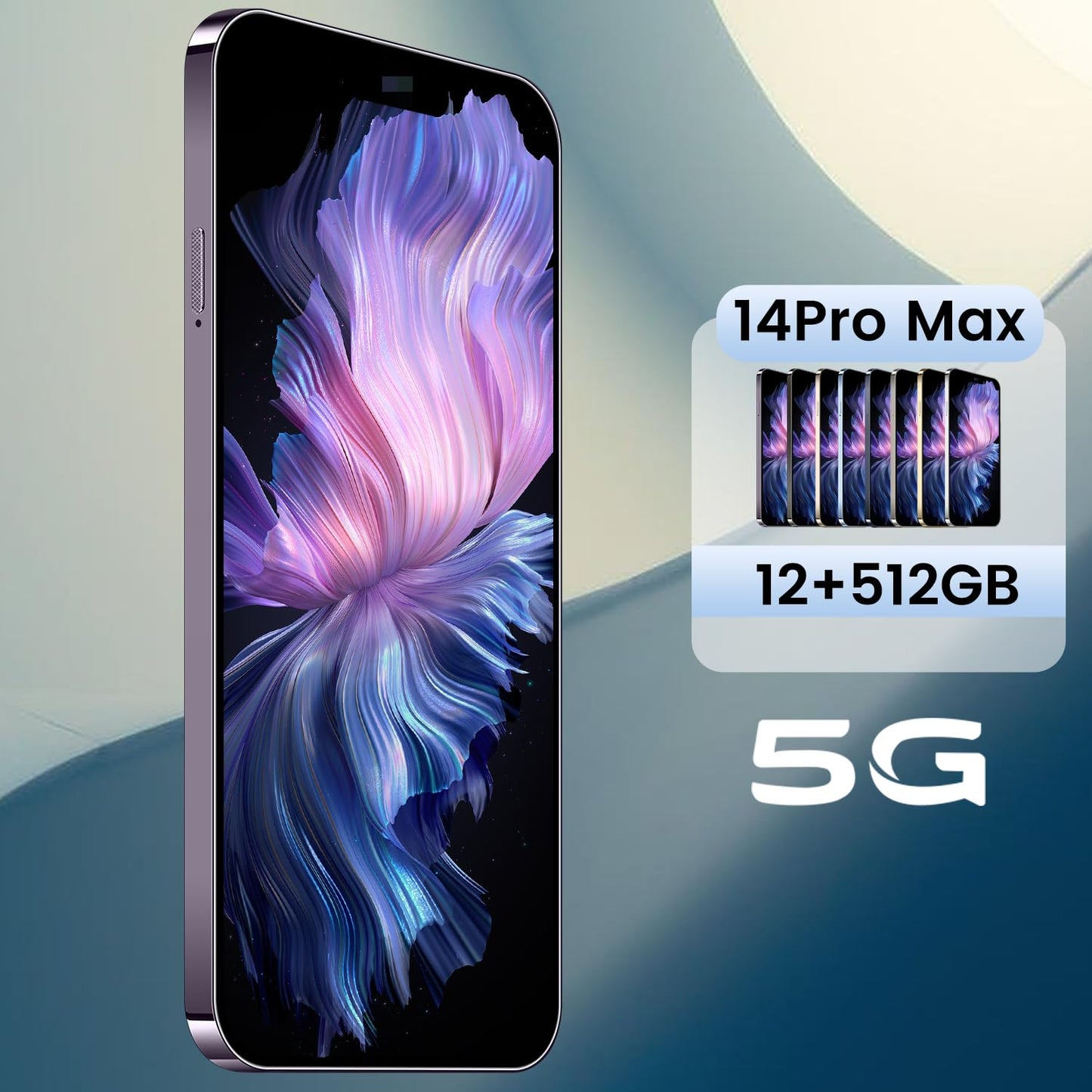 14PROMA X Unlocked Cell Phone,Long Battery Life 6.82" HD Screen Unlocked Phones,Android13 12+512GB Smartphone with 128G Memory Card,Dual SIM/Fingerprint Lock/Face ID/GPS (Purple)