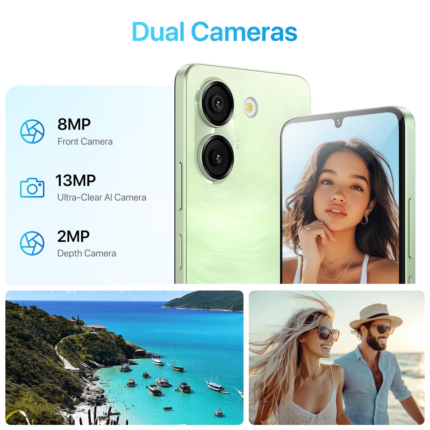 UMIDIGI G9A Unlocked Phones, Android 14 Go Cell Phone, 8GB+64GB/TF 1TB Expend Octa-Core, 4G Dual SIM Card, 3.5mm Headphone Jack 6.75" HD+Display Phones, AI Face Unlock Android Phone,5000mAh,GPS