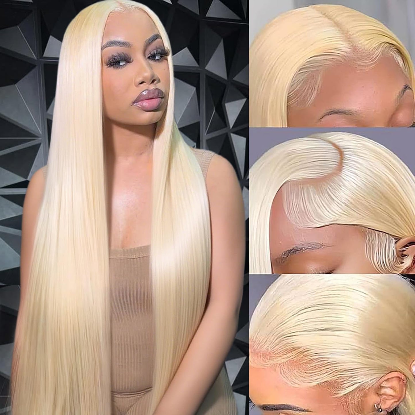 32 Inch 613 13x6 Lace Front Wigs Human Hair Straight Blonde Wig 180% Density 613 Lace Front Wig Human Hair for Women, Pre Plucked, Minimal Shedding, Soft Texture, Natural Look for Daily Wear