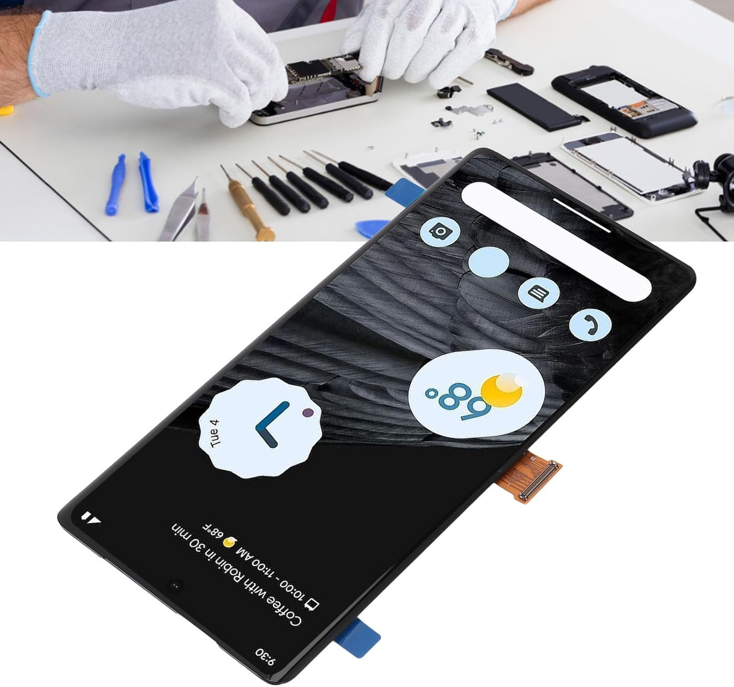 6.7 Inch Screen Replacement for Pixel 7 Pro GP4BC GE2AE, LED Touch LCD Display Digitizer Assembly, Complete Screen Assembly with Repair Tool