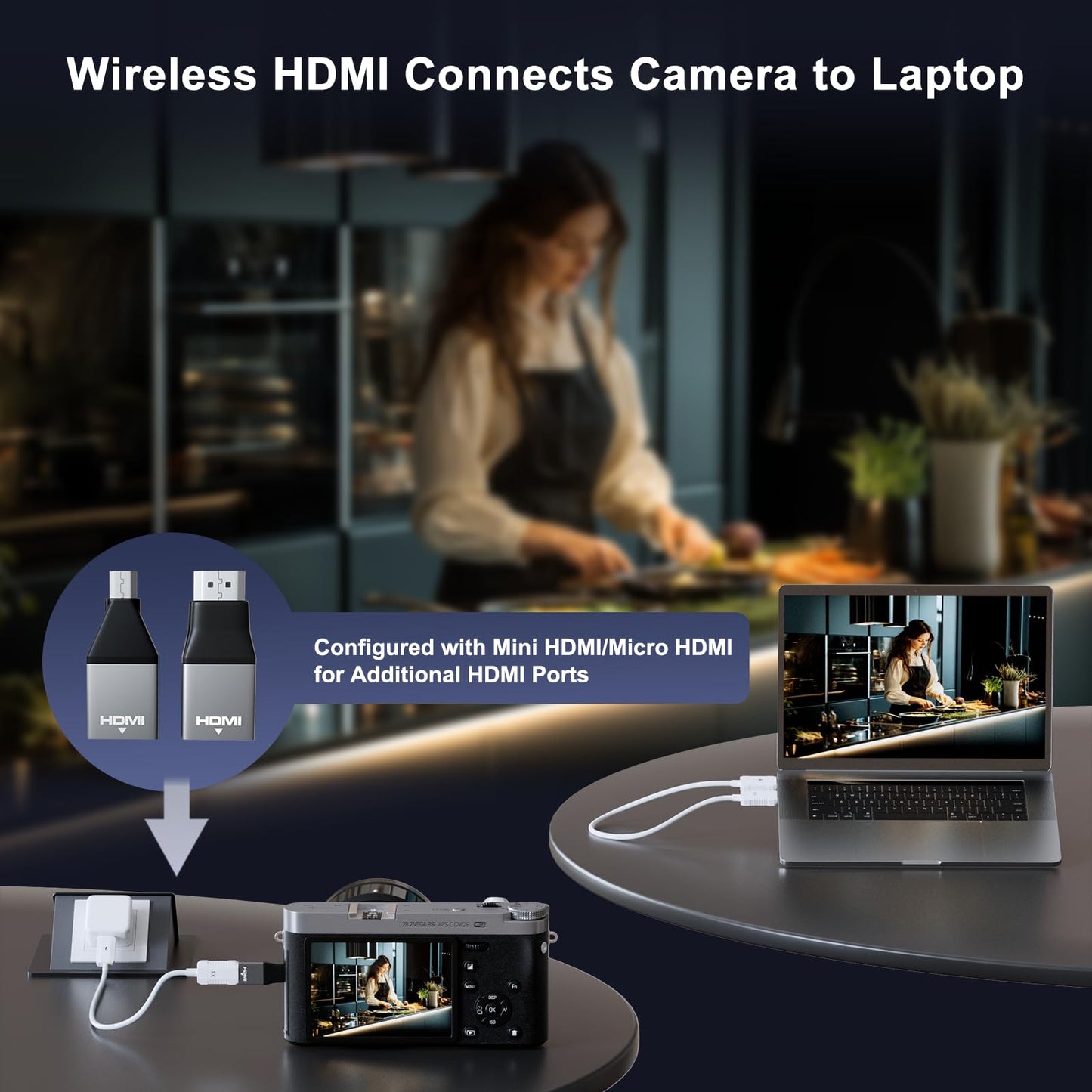 Wireless HDMI Transmitter and Receiver 4K Decode 1080P Output, HDMI Wireless Extender, Plug & Play, Support 2.4/5GHz for Streaming Video and Audio to Monitor from Laptop/Pc/Tv Box (Black)