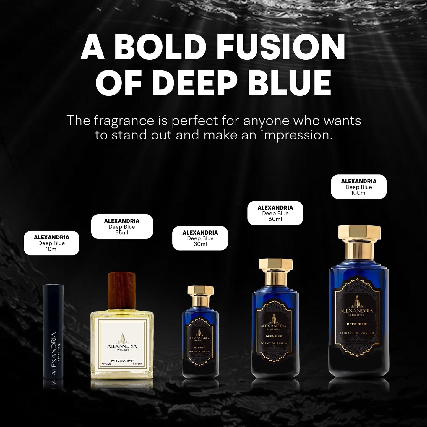 Alexandria Fragrances Deep Blue Perfume - Long Lasting Eau de Parfum for Men and Women - Fresh Citrus Parfum with Mint, Black Currant, Neroli and Musk - Luxury Men’s Cologne for Every Occasion - 10ml