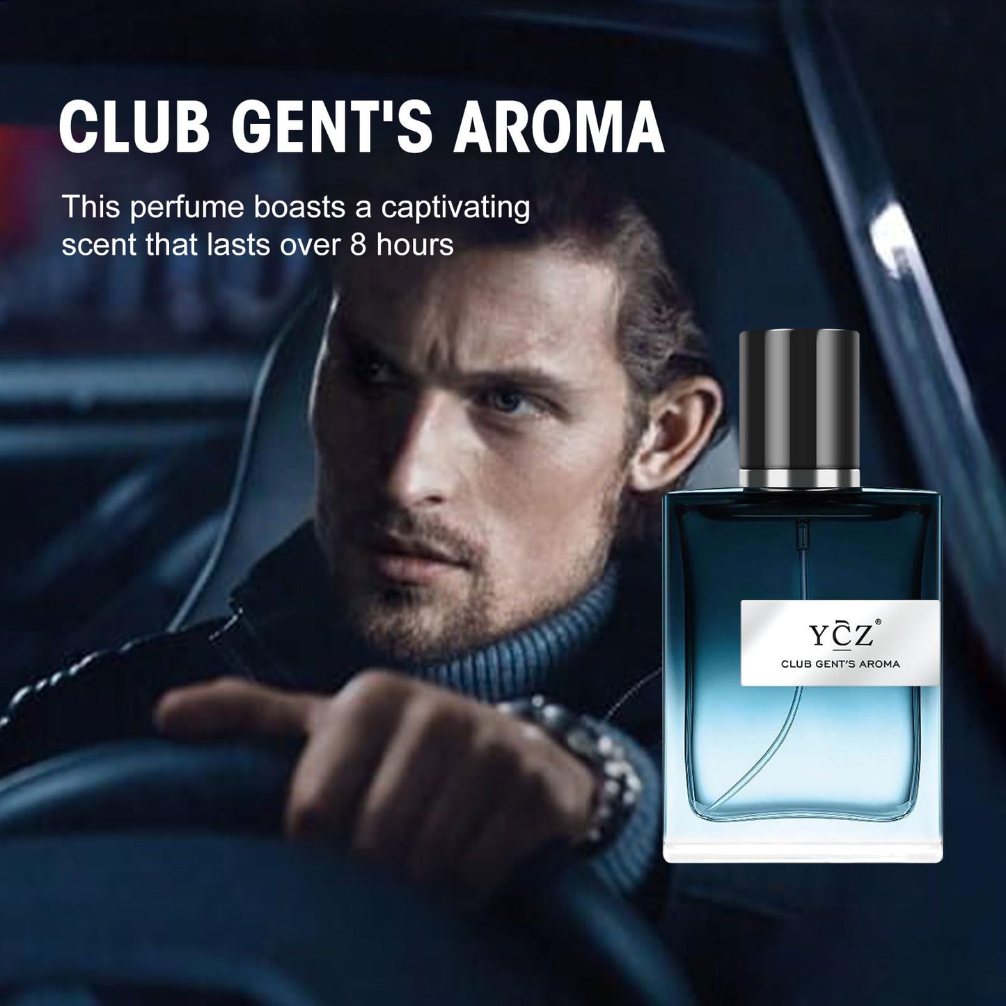 Ycz CLUB GENT'S AROMA, 1.7oz(50ml), Man Perfume, Nightclub Essential Fragrance, Long Lasting Cologne for Men with Aromatic Woody Notes of Aldehyde, Ginger, Mint, and Lemon