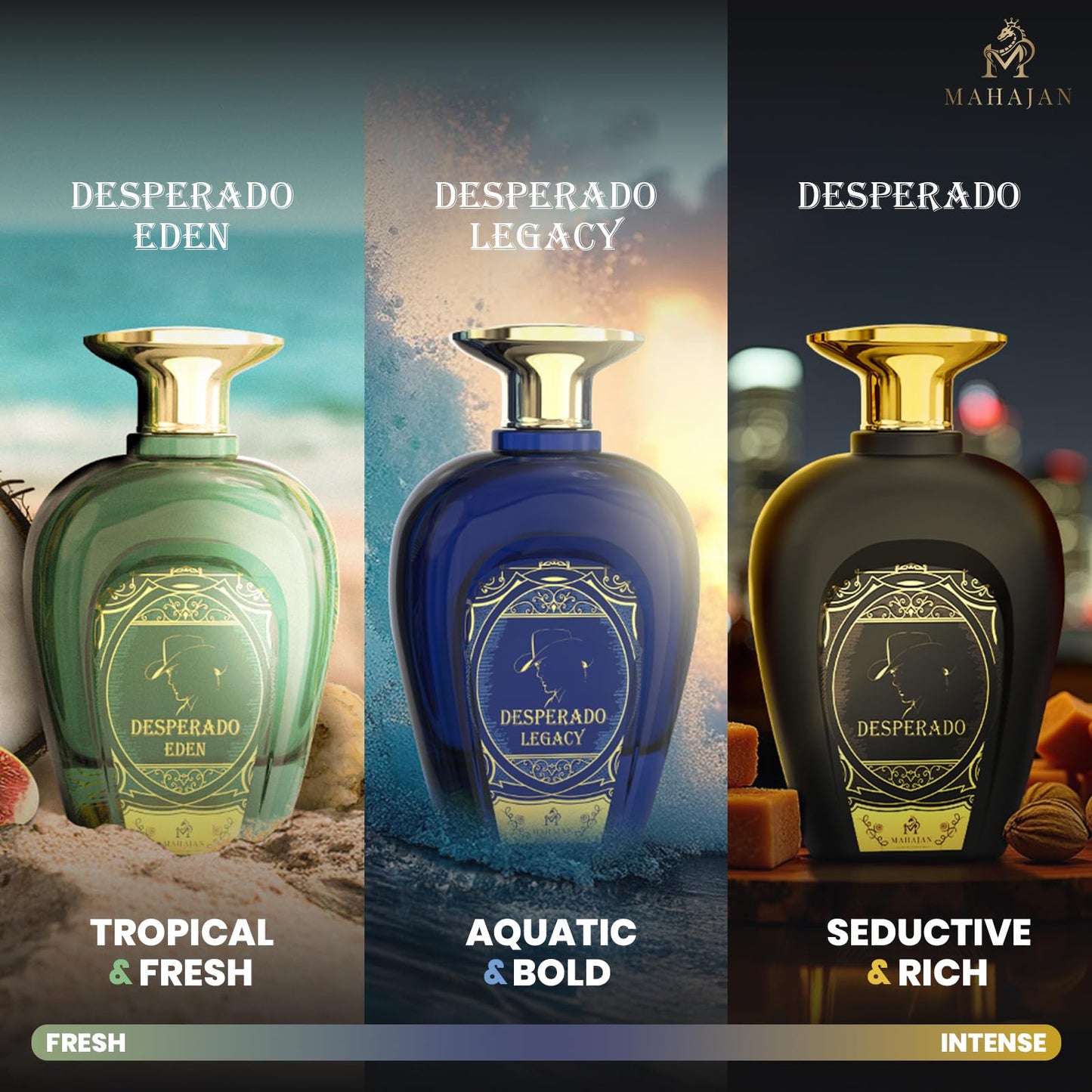 Mahajan Desperado Eau de Parfum - Powerful & Seductive Men’s Cologne - Spicy, Woody, & Sweet Fragrance for Day & Night - Long-Lasting Luxury Perfume for Men (3.4 oz)