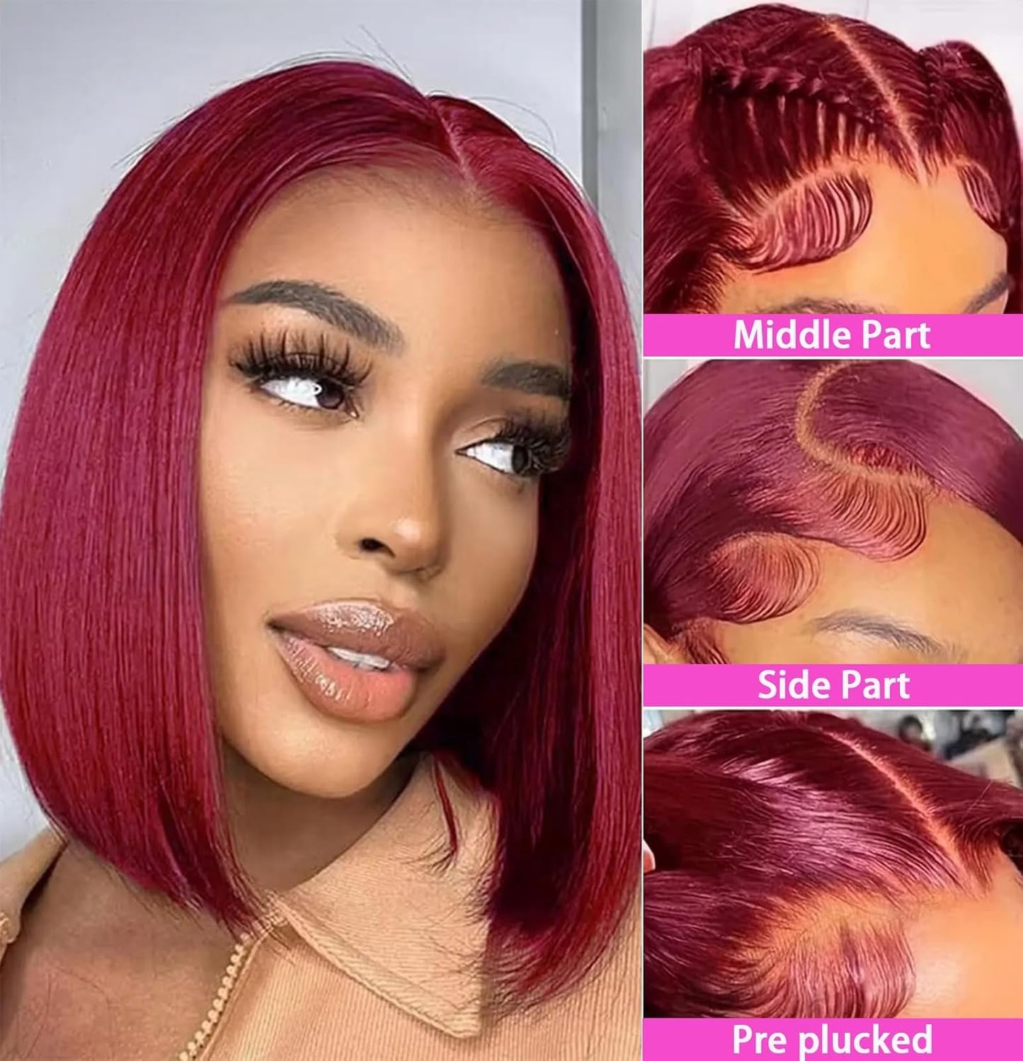 14 Inch Bob Wig Human Hair 13x6 Hd Transparent Lace Front Wigs Human Hair Pre Plucked Glueless Bob Wig 180% Density Short Straight Bob Wigs For Women