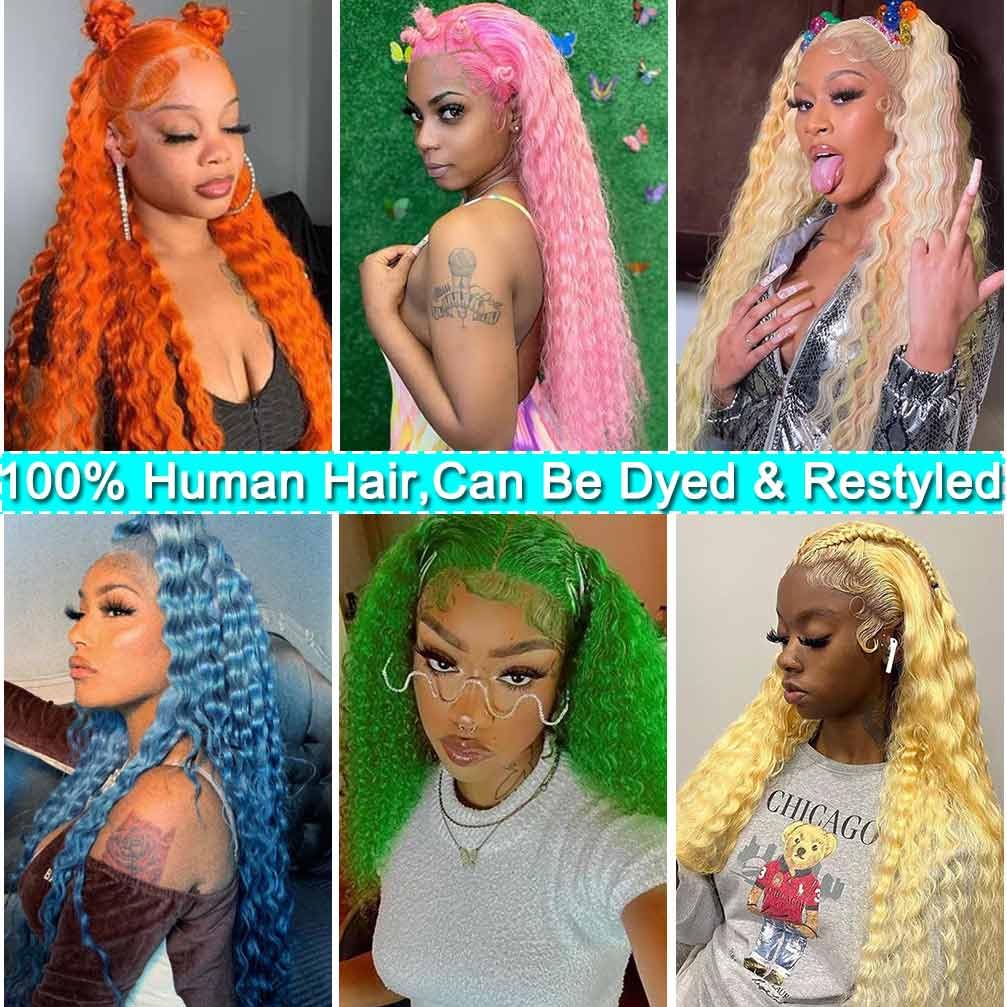 13x4 Lace Front Wigs Human Hair Pre Plucked 180 Density Brazilian Wet and Wavy Human Hair Wigs for Black Women Glueless Curly Lace Frontal Wig Natural Color (22 Inch)