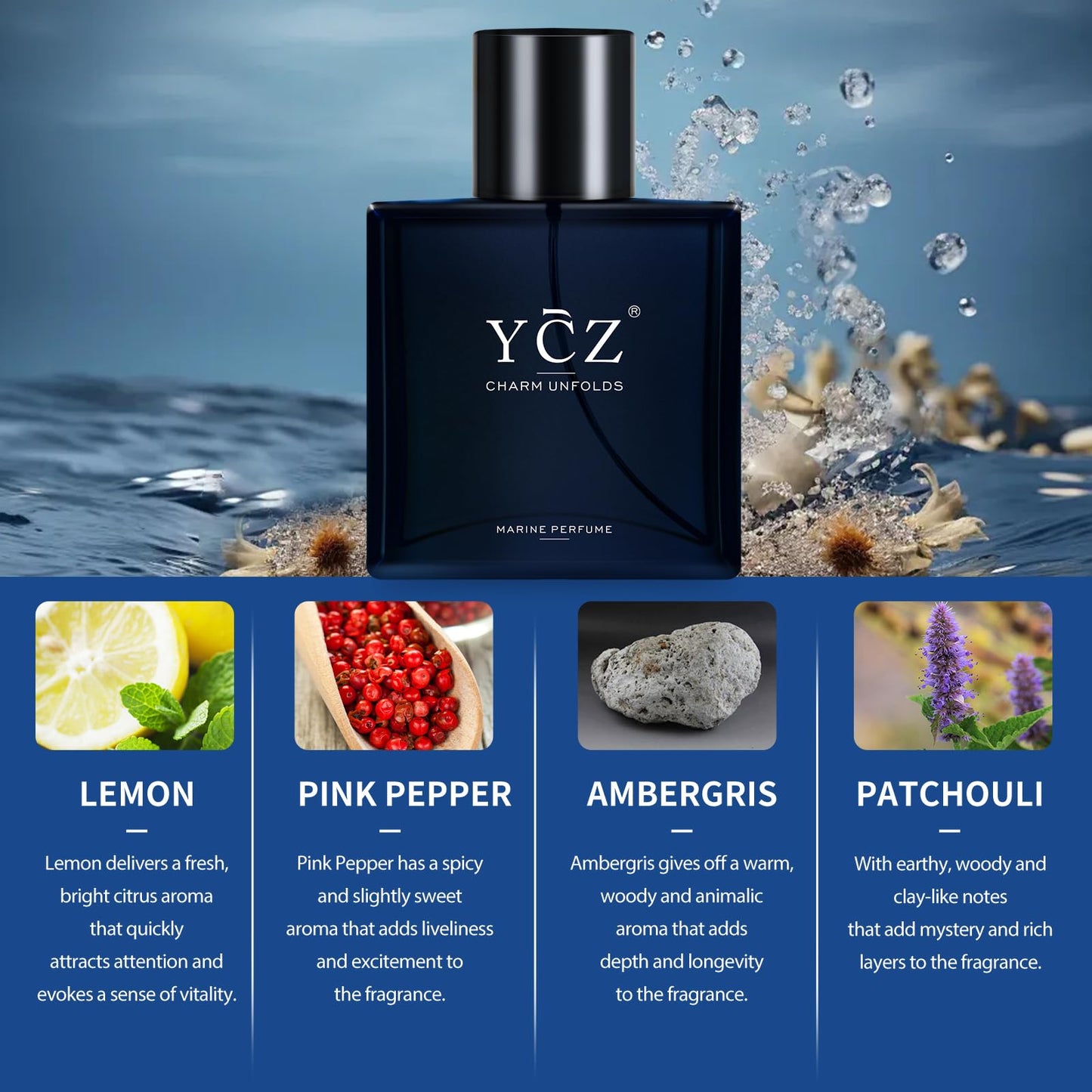 Ycz CLUB GENT'S AROMA, 1.7oz(50ml), Man Perfume, Nightclub Essential Fragrance, Long Lasting Cologne for Men with Aromatic Woody Notes of Aldehyde, Ginger, Mint, and Lemon
