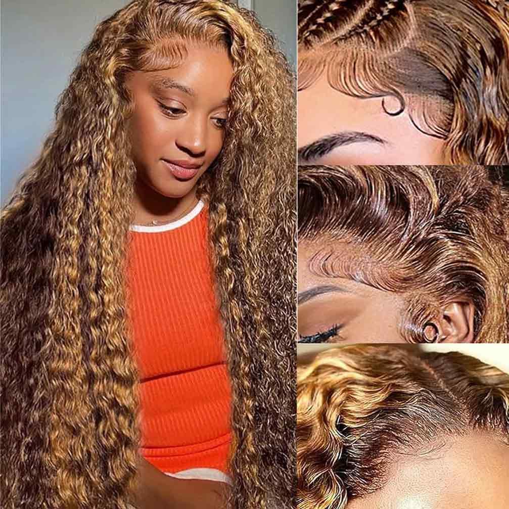 13x4 Lace Front Wigs Human Hair Pre Plucked 180 Density Brazilian Wet and Wavy Human Hair Wigs for Black Women Glueless Curly Lace Frontal Wig Natural Color (22 Inch)