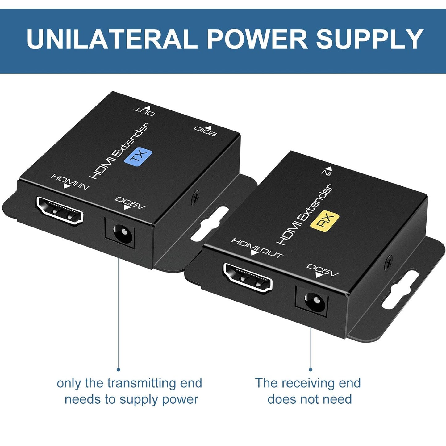 VPFET HDMI Extender Over Single Cat6 Ethernet up to 200Ft Repeater Balun Transmitter Receiver Power on Cat Support Full 1080p 3D HDCP EDID Copy from Displays