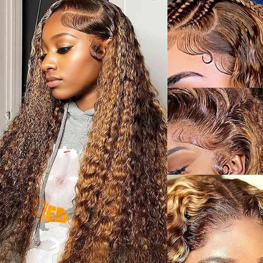 13x4 Lace Front Wigs Human Hair Pre Plucked 180 Density Brazilian Wet and Wavy Human Hair Wigs for Black Women Glueless Curly Lace Frontal Wig Natural Color (22 Inch)