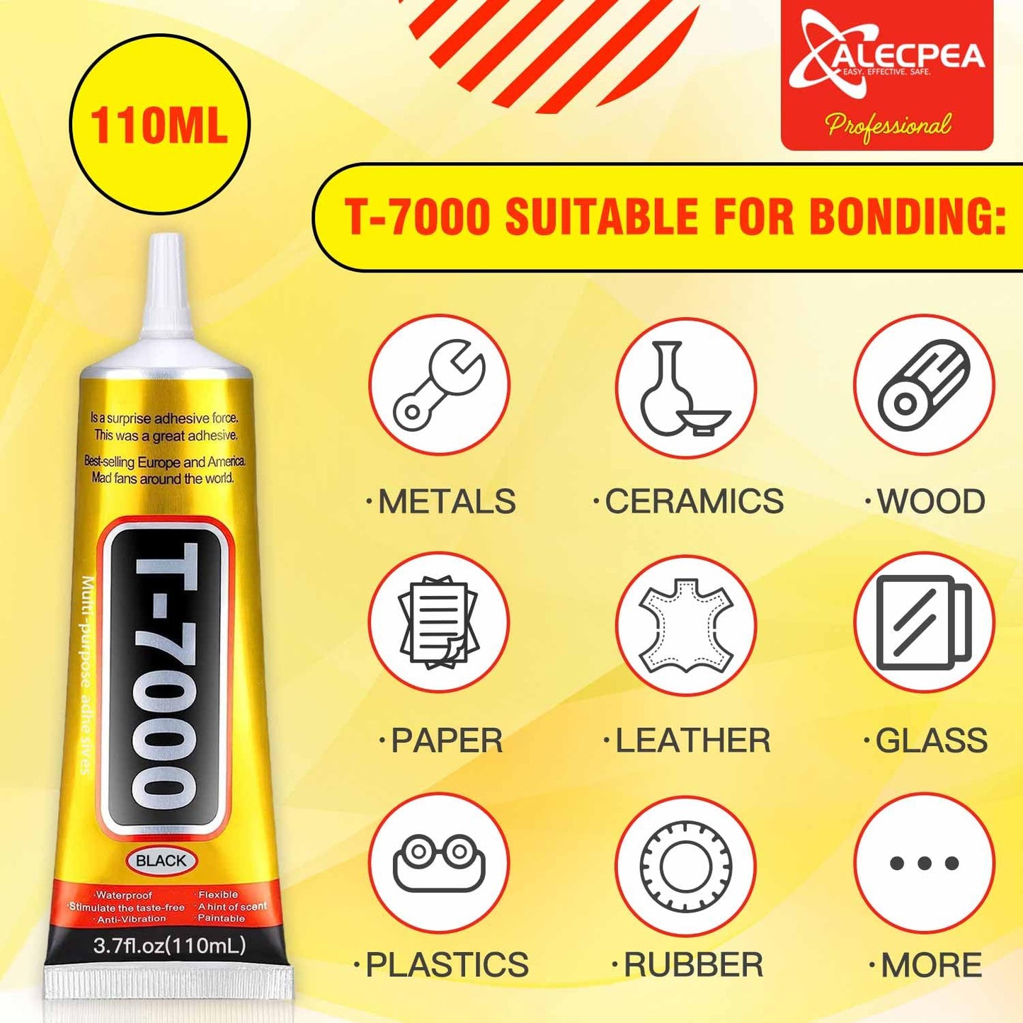 ALECPEA Upgrade T-7000 Black Adhesive Glue - 2PCS 15ml | High-Performance Waterproof Adhesive for Precision Repairs, Perfect for Phone, Electronics, Jewelry, and Crafts