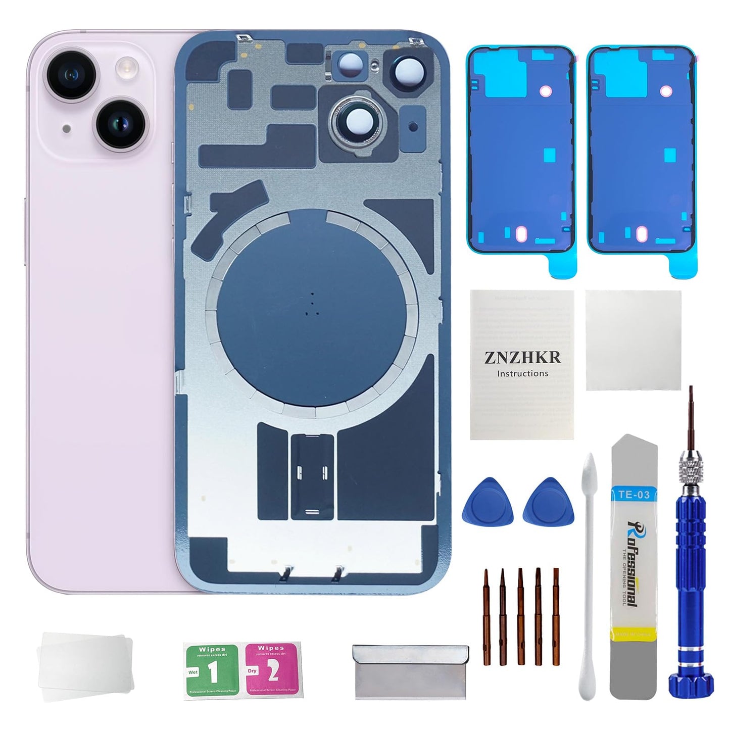 14 Back Glass Replacement with Metal Camera Frame &Magnet for iPhone 14(6.1-inch Red) & Includes Replacement Tools
