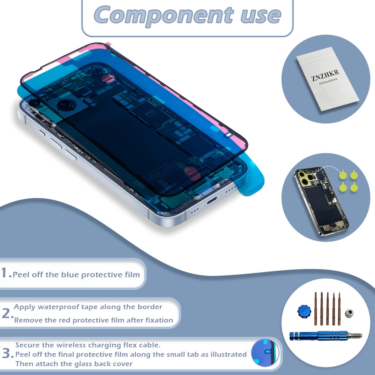 14 Back Glass Replacement with Metal Camera Frame &Magnet for iPhone 14(6.1-inch Red) & Includes Replacement Tools
