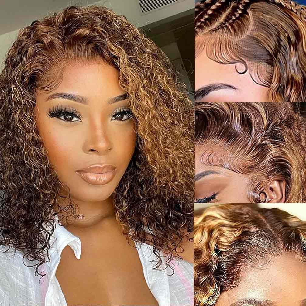 13x4 Lace Front Wigs Human Hair Pre Plucked 180 Density Brazilian Wet and Wavy Human Hair Wigs for Black Women Glueless Curly Lace Frontal Wig Natural Color (22 Inch)