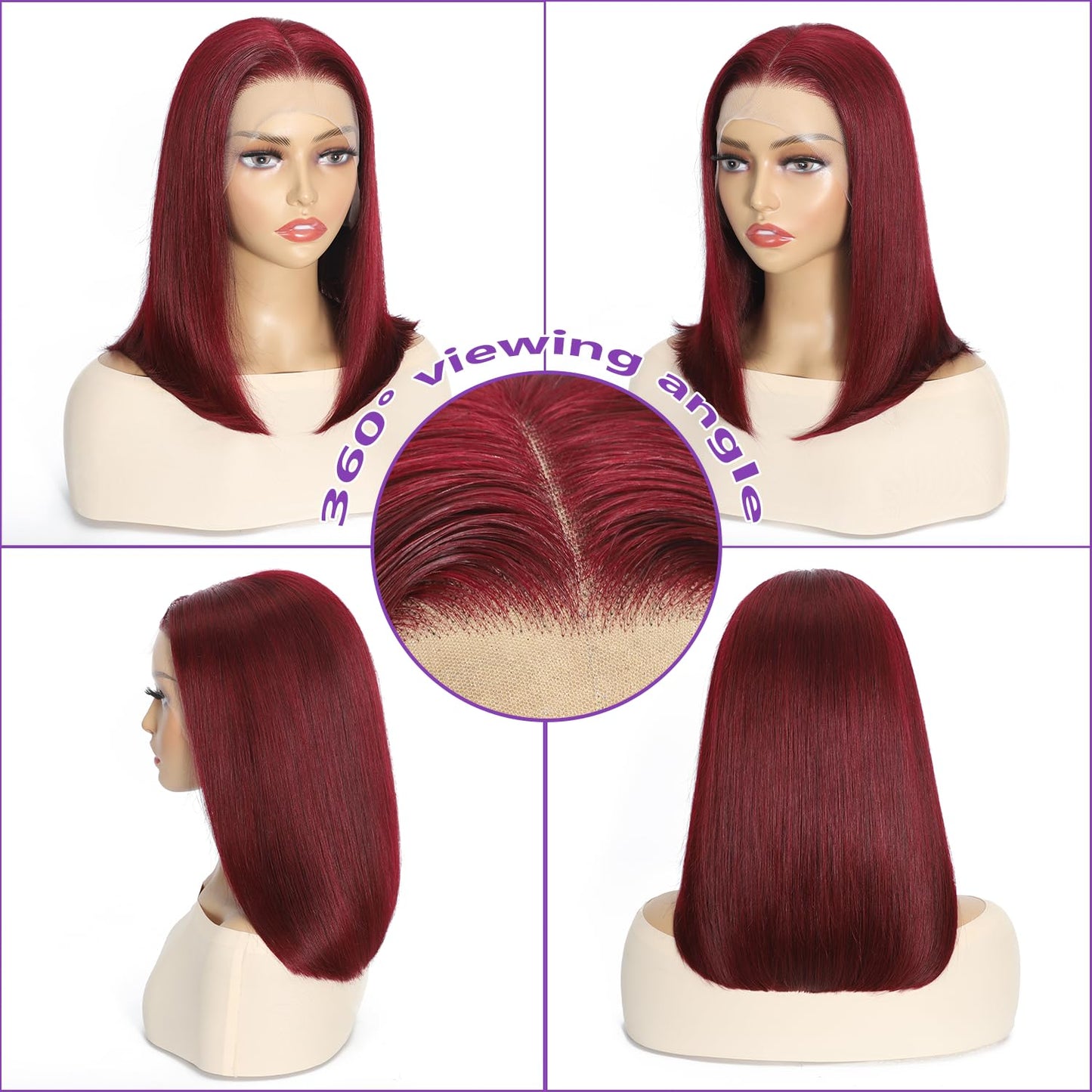 14 Inch Bob Wig Human Hair 13x6 Hd Transparent Lace Front Wigs Human Hair Pre Plucked Glueless Bob Wig 180% Density Short Straight Bob Wigs For Women