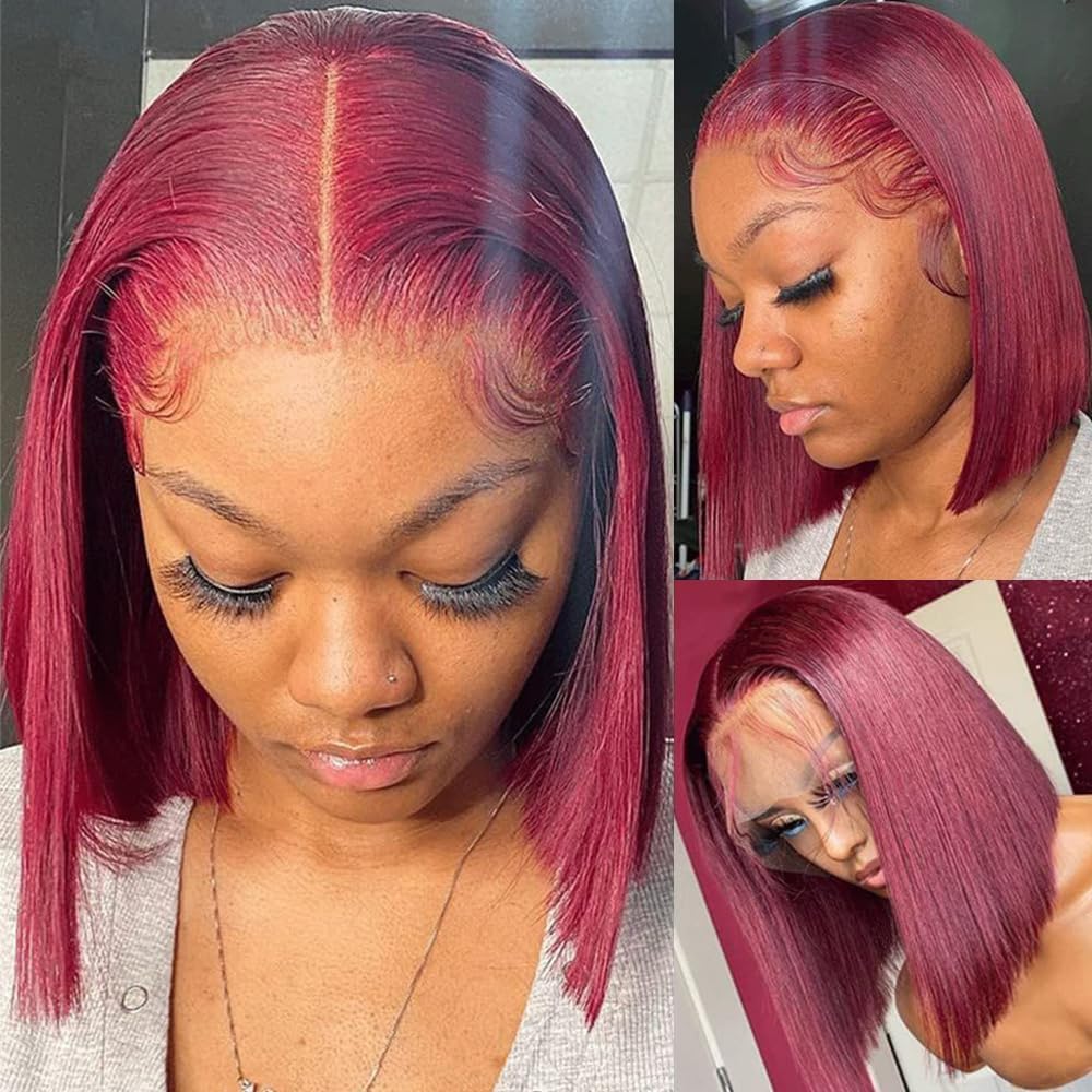 Wear and Go Glueless Bob Wig Human Hair Pre Plucked Pre Cut 180% Density 5x5 HD Transparent Lace Front Wigs Human Hair for Black Women Short Straight Bob Wigs No Glue Lace Closure Wigs 10 Inch