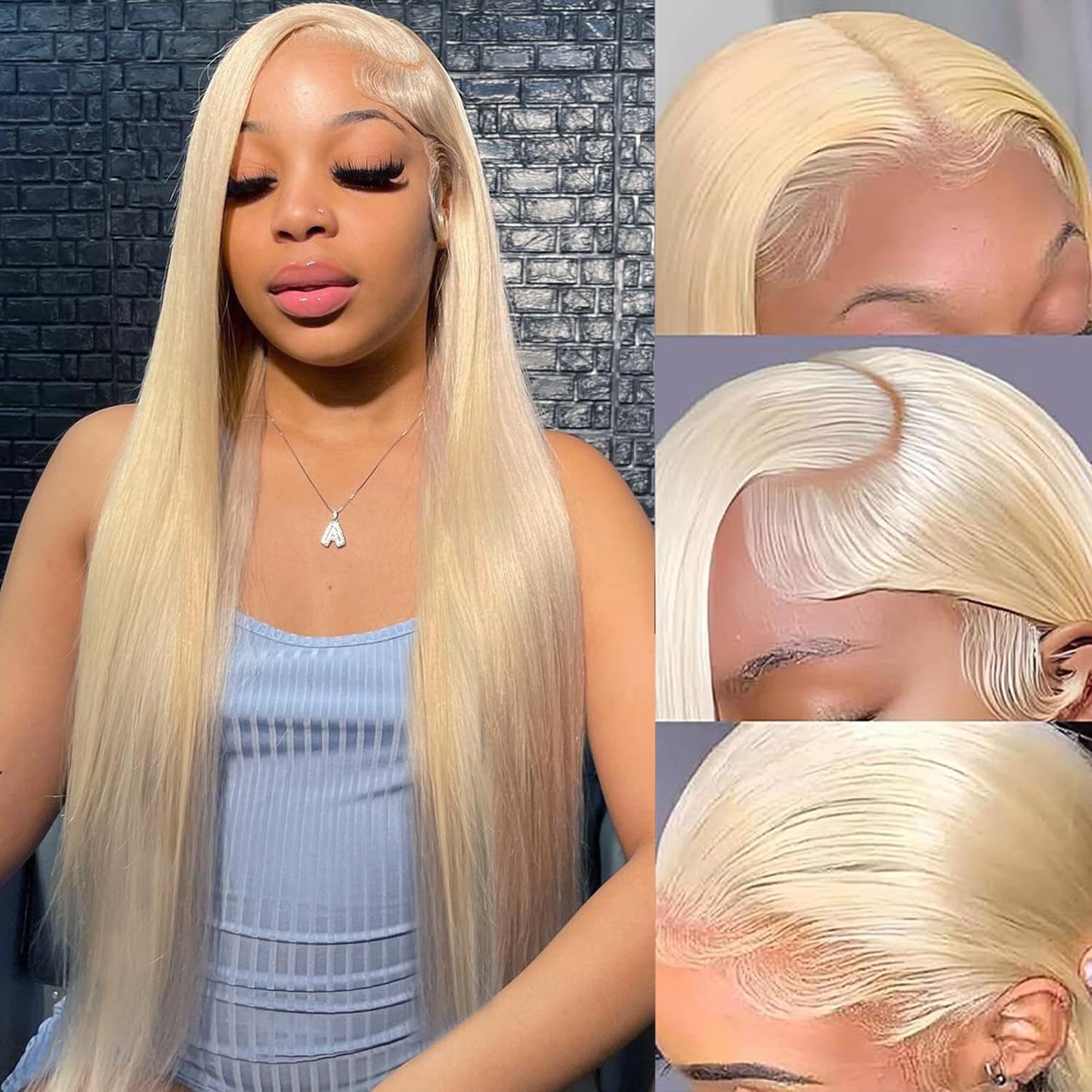 32 Inch 613 13x6 Lace Front Wigs Human Hair Straight Blonde Wig 180% Density 613 Lace Front Wig Human Hair for Women, Pre Plucked, Minimal Shedding, Soft Texture, Natural Look for Daily Wear