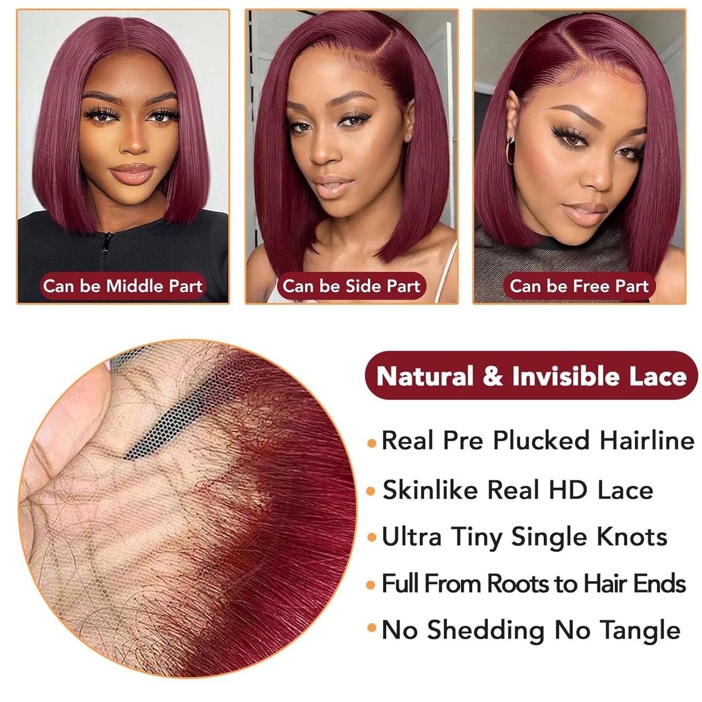 Wear and Go Glueless Bob Wig Human Hair Pre Plucked Pre Cut 180% Density 5x5 HD Transparent Lace Front Wigs Human Hair for Black Women Short Straight Bob Wigs No Glue Lace Closure Wigs 10 Inch