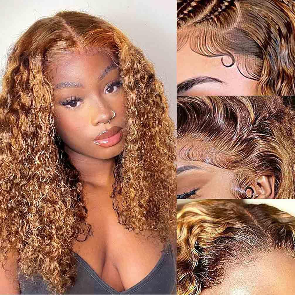 13x4 Lace Front Wigs Human Hair Pre Plucked 180 Density Brazilian Wet and Wavy Human Hair Wigs for Black Women Glueless Curly Lace Frontal Wig Natural Color (22 Inch)