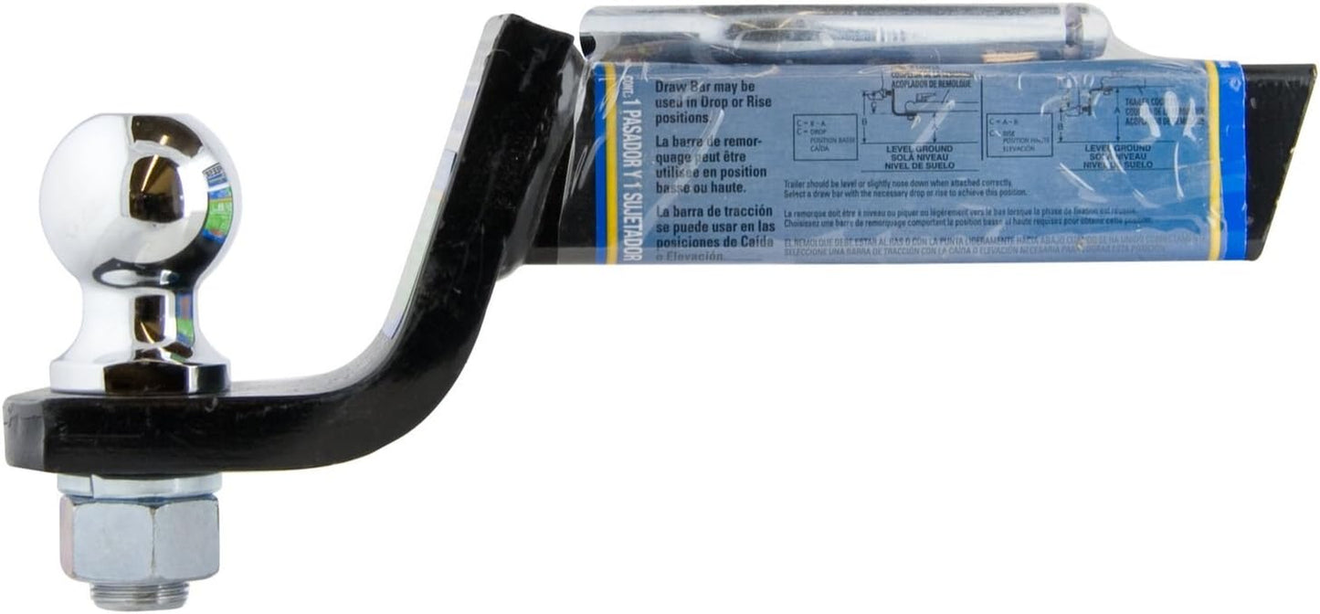 Towpower 21556 Trailer Hitch Drawbar and Ball Hitch Towing Kit, Fits Square 2 Inch Hitch Receiver, 3.25 Inch Drop, 5,000 Lbs. Capacity, Includes 2 Inch Trailer Ball and Hitch Pin & Clip