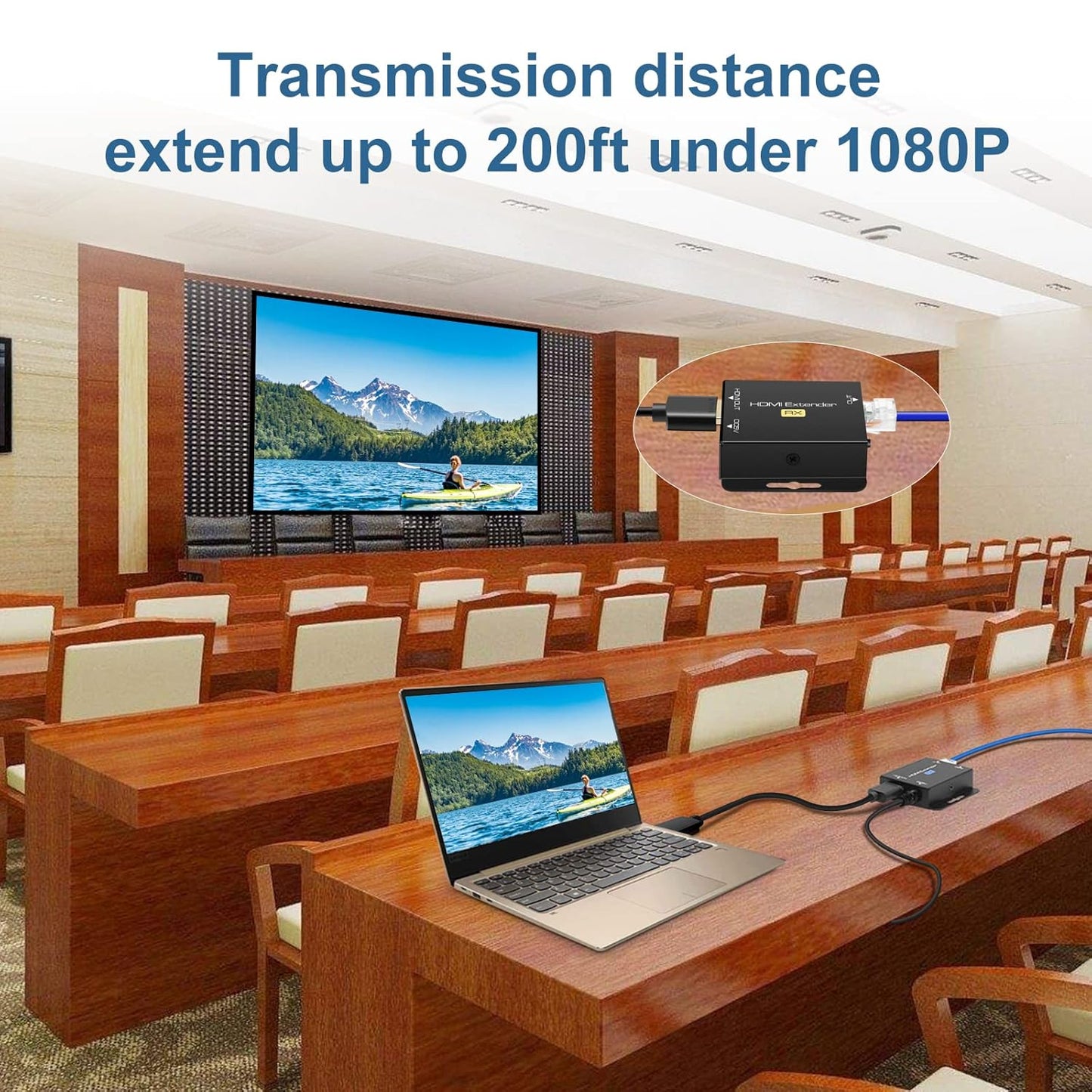 VPFET HDMI Extender Over Single Cat6 Ethernet up to 200Ft Repeater Balun Transmitter Receiver Power on Cat Support Full 1080p 3D HDCP EDID Copy from Displays